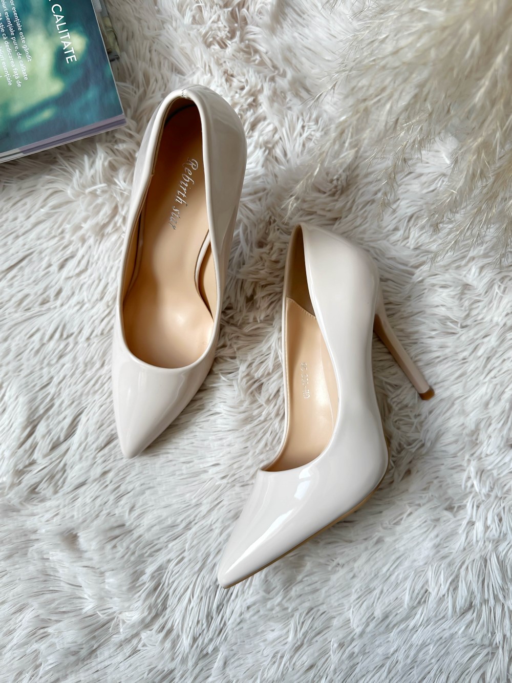 Pantofi eleganti dama cu toc subtire bej GH105 N7-3