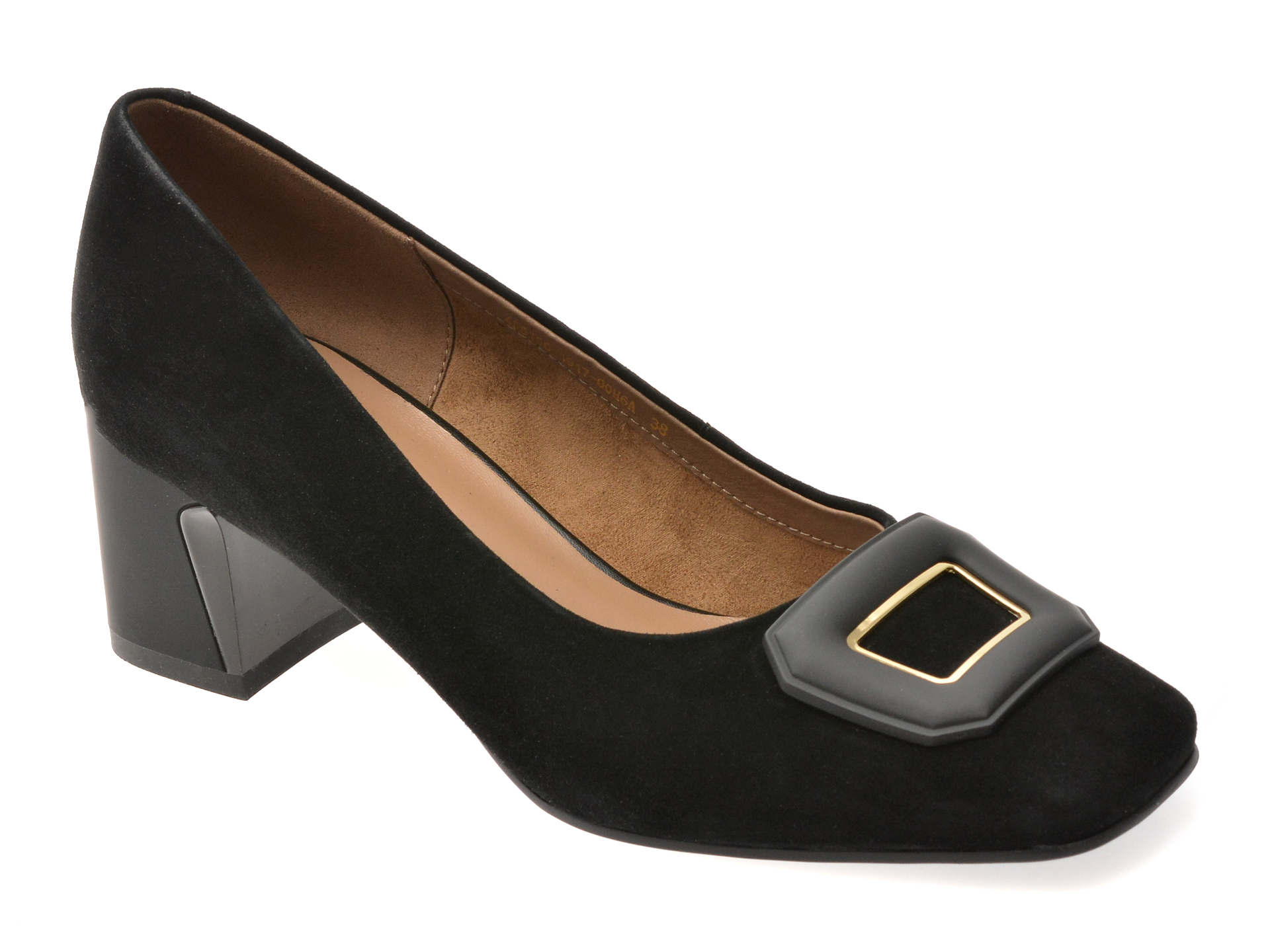 Pantofi eleganti EPICA negri, 4F5156, din piele intoarsa