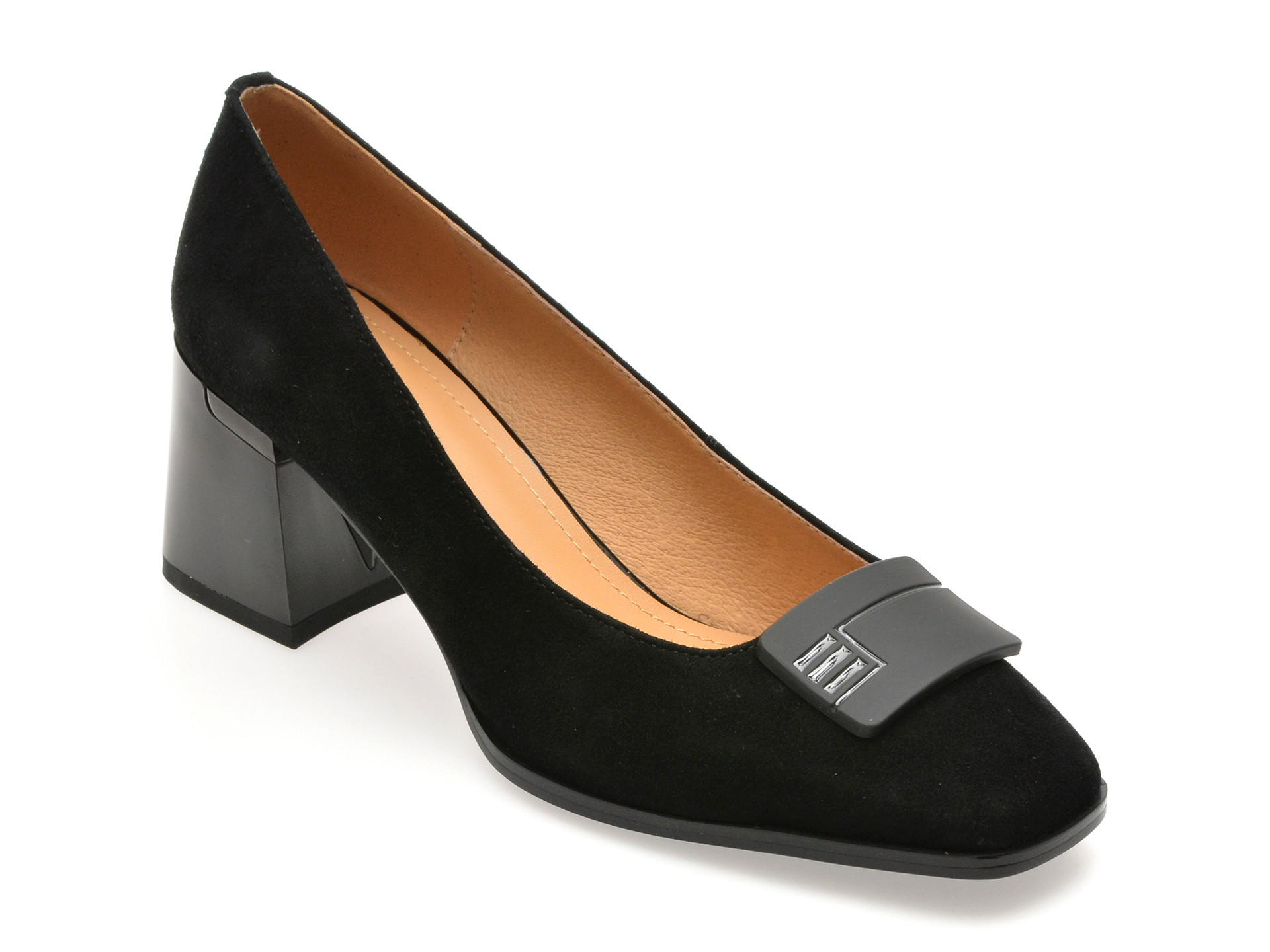 Pantofi eleganti EPICA negri, 4L109, din piele intoarsa