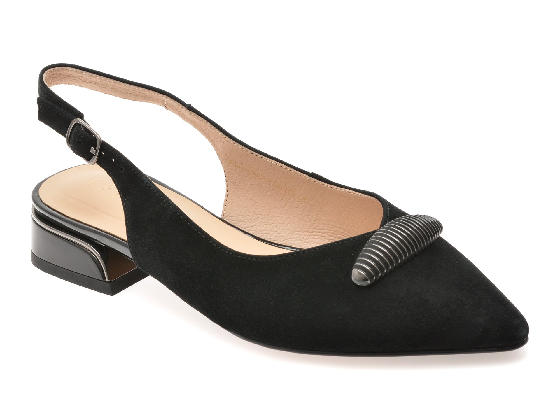 Pantofi eleganti EPICA negri, 5K344, din piele intoarsa