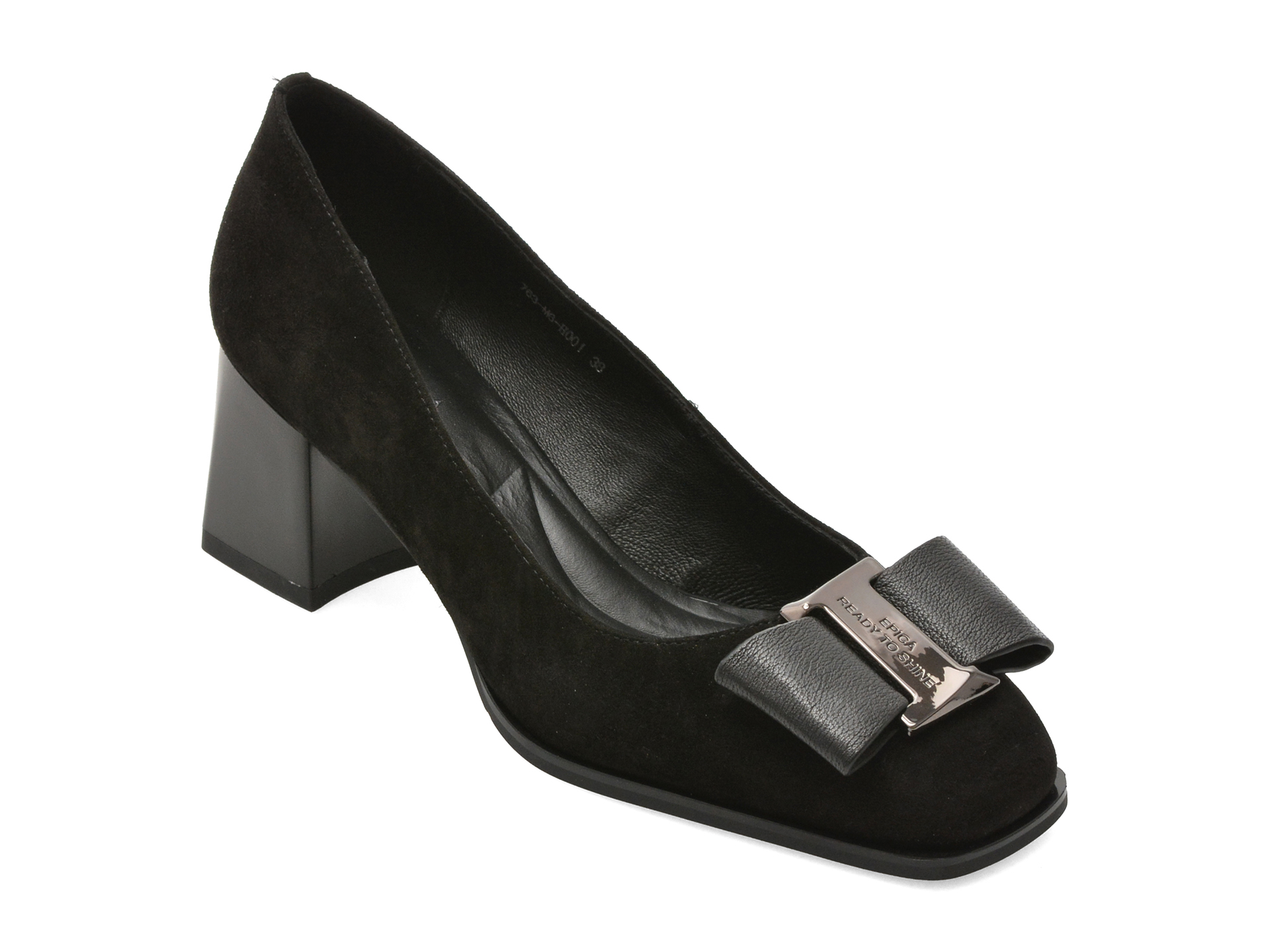 Pantofi eleganti EPICA negri, 763M6, din piele intoarsa