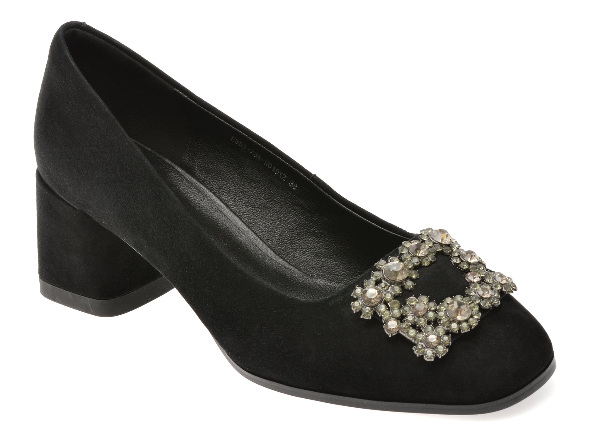 Pantofi eleganti EPICA negri, E35373A, din piele intoarsa