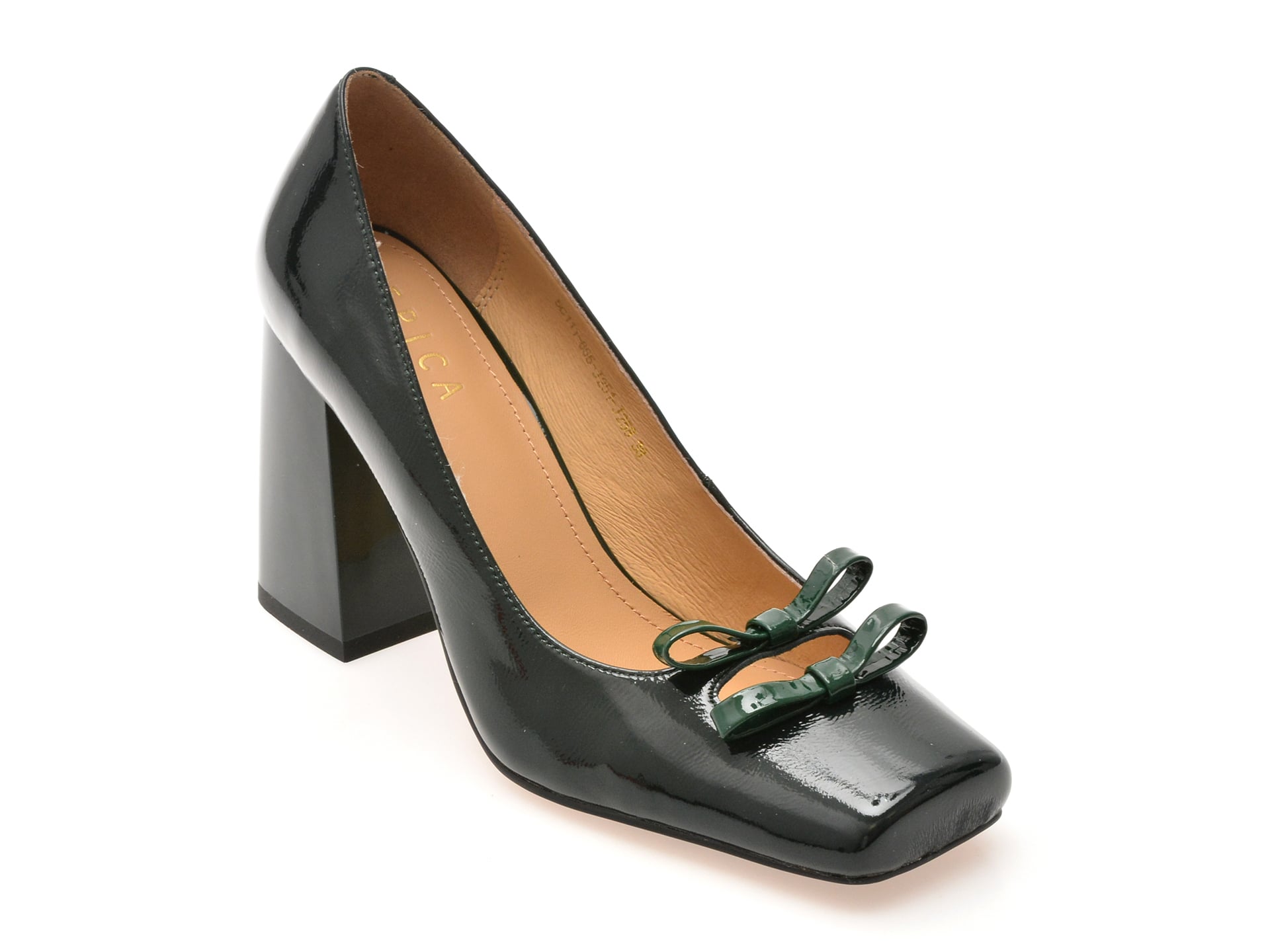 Pantofi eleganti EPICA verzi, 5C111, din piele naturala lacuita
