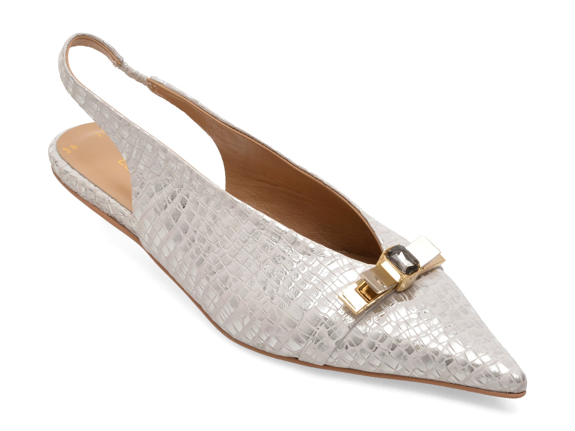 Pantofi eleganti GOLD DEER argintii, 432087, din piele naturala
