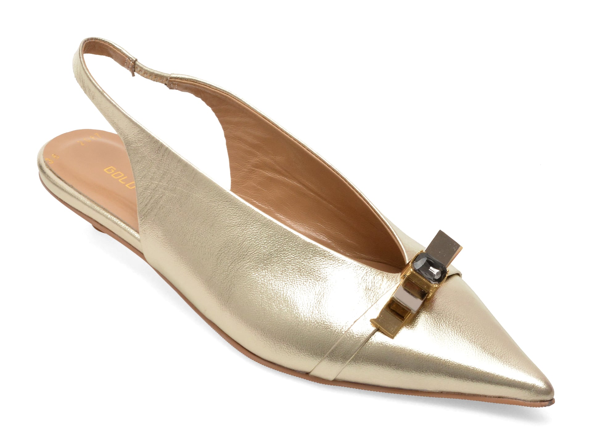 Pantofi eleganti GOLD DEER aurii, 432087, din piele naturala