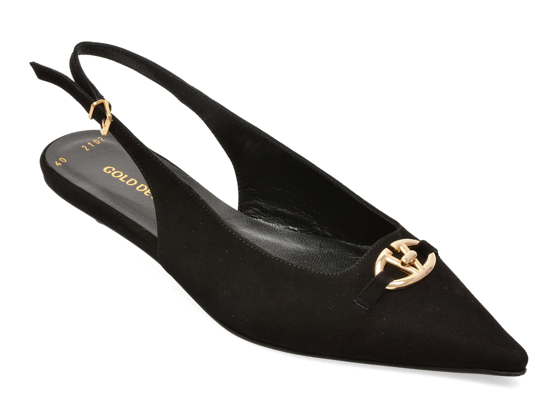 Pantofi eleganti GOLD DEER negri, 432102, din piele intoarsa