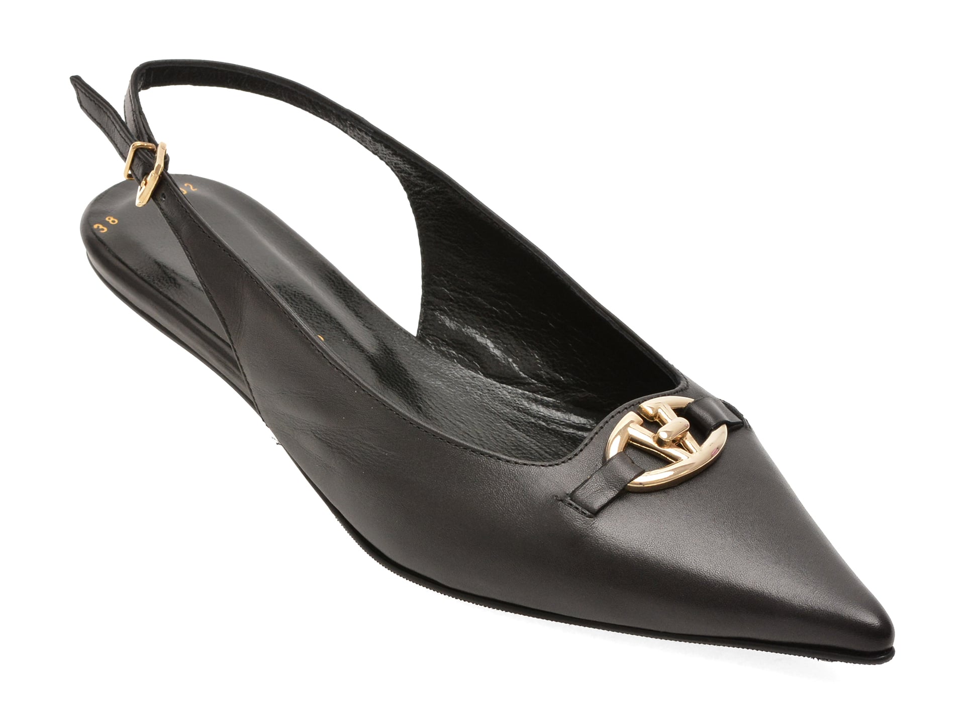 Pantofi eleganti GOLD DEER negri, 432102, din piele naturala