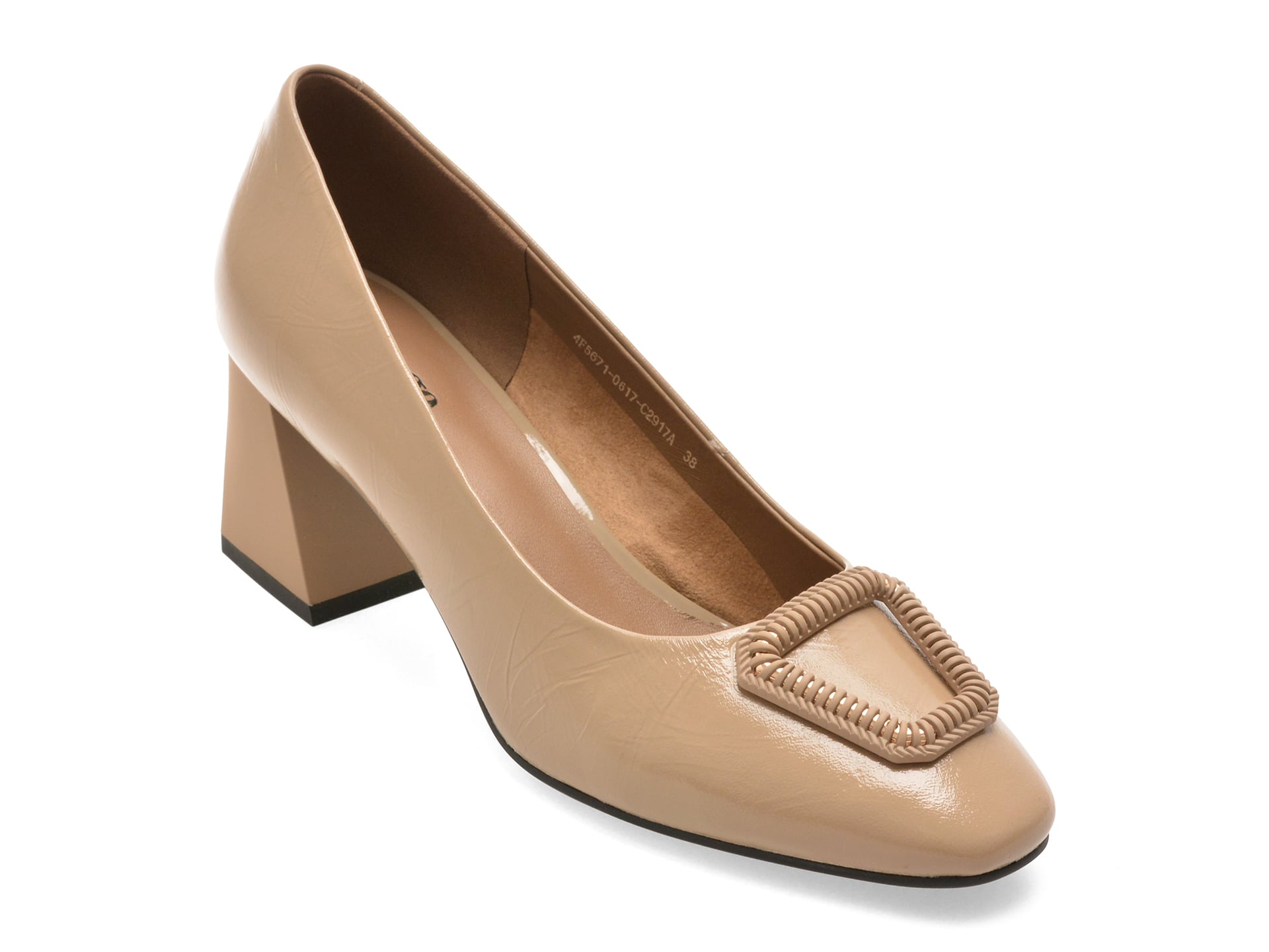Pantofi eleganti IMAGE bej, 4F5671, din piele naturala lacuita
