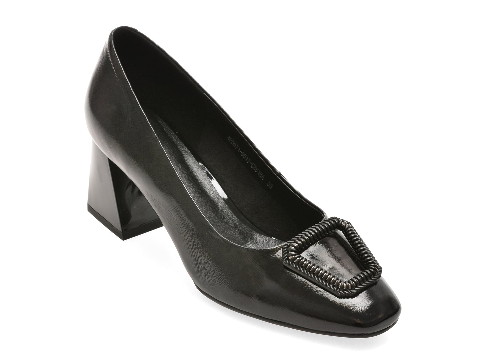 Pantofi eleganti IMAGE negri, 4F5671, din piele naturala lacuita