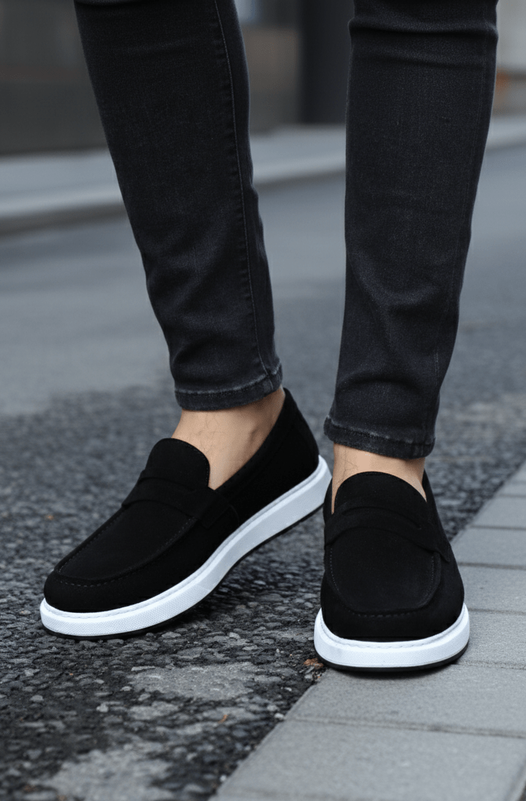 Pantofi gen Mocasini din Piele Intoarsa Negri - ETO BLACK