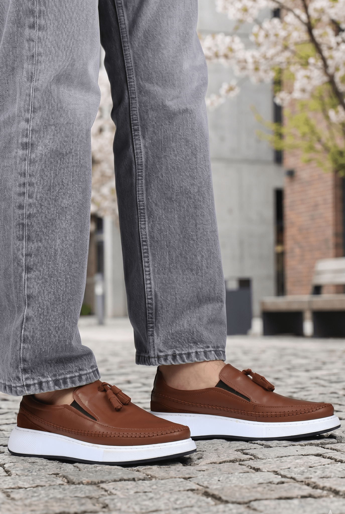 Pantofi gen Mocasini din Piele Maro - ROW CAMEL