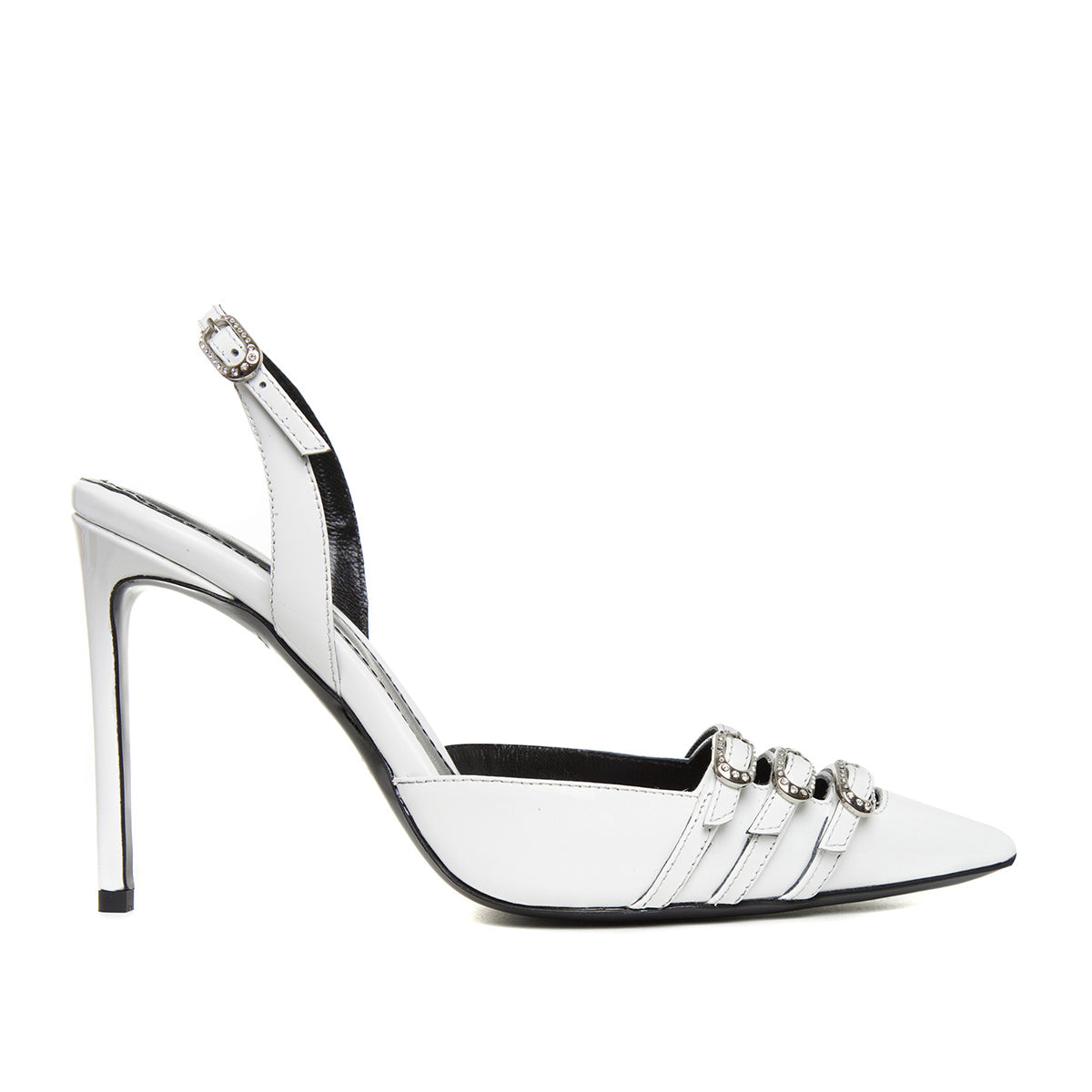 Pantofi Gina Piele Lacuita, Albi - Premium Collection - 35 / 10 cm