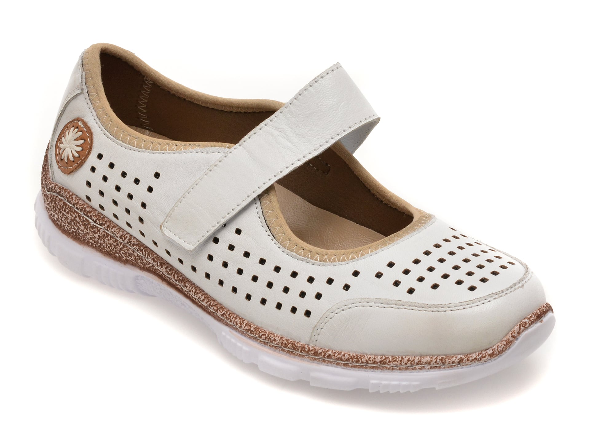 Pantofi GRYXX albi, EV2922, din piele naturala
