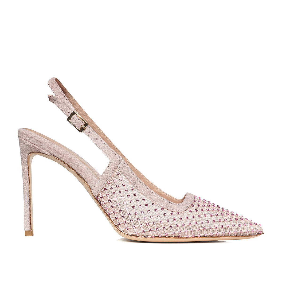 Pantofi Iana Piele Intoarsa/Plasa cu Aplicatii Stralucitoare, Roz - Premium Collection - 36 / 10 cm