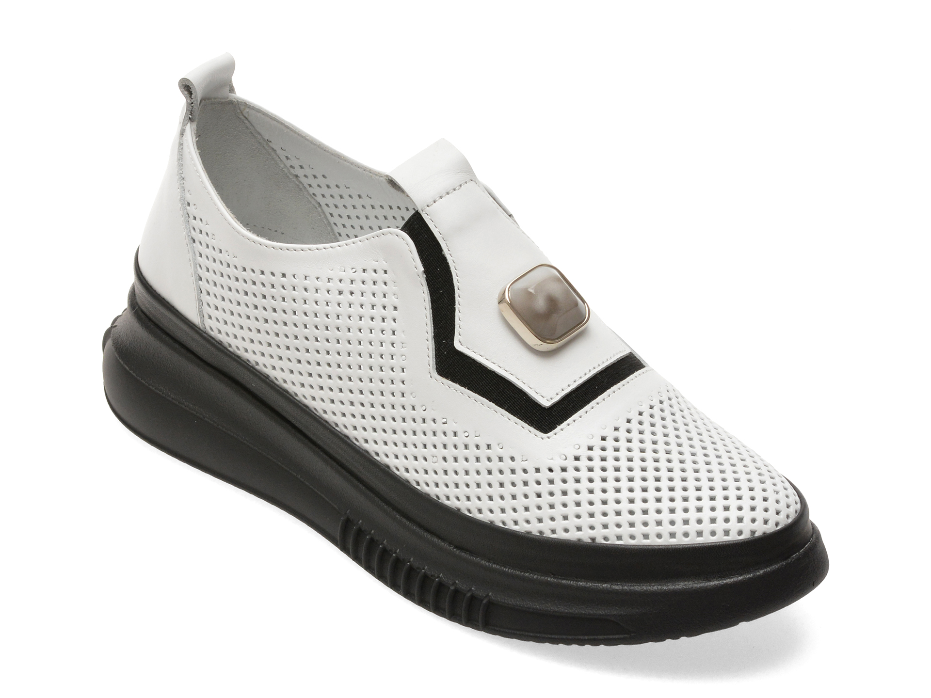 Pantofi IMAGE albi, 3831606, din piele naturala