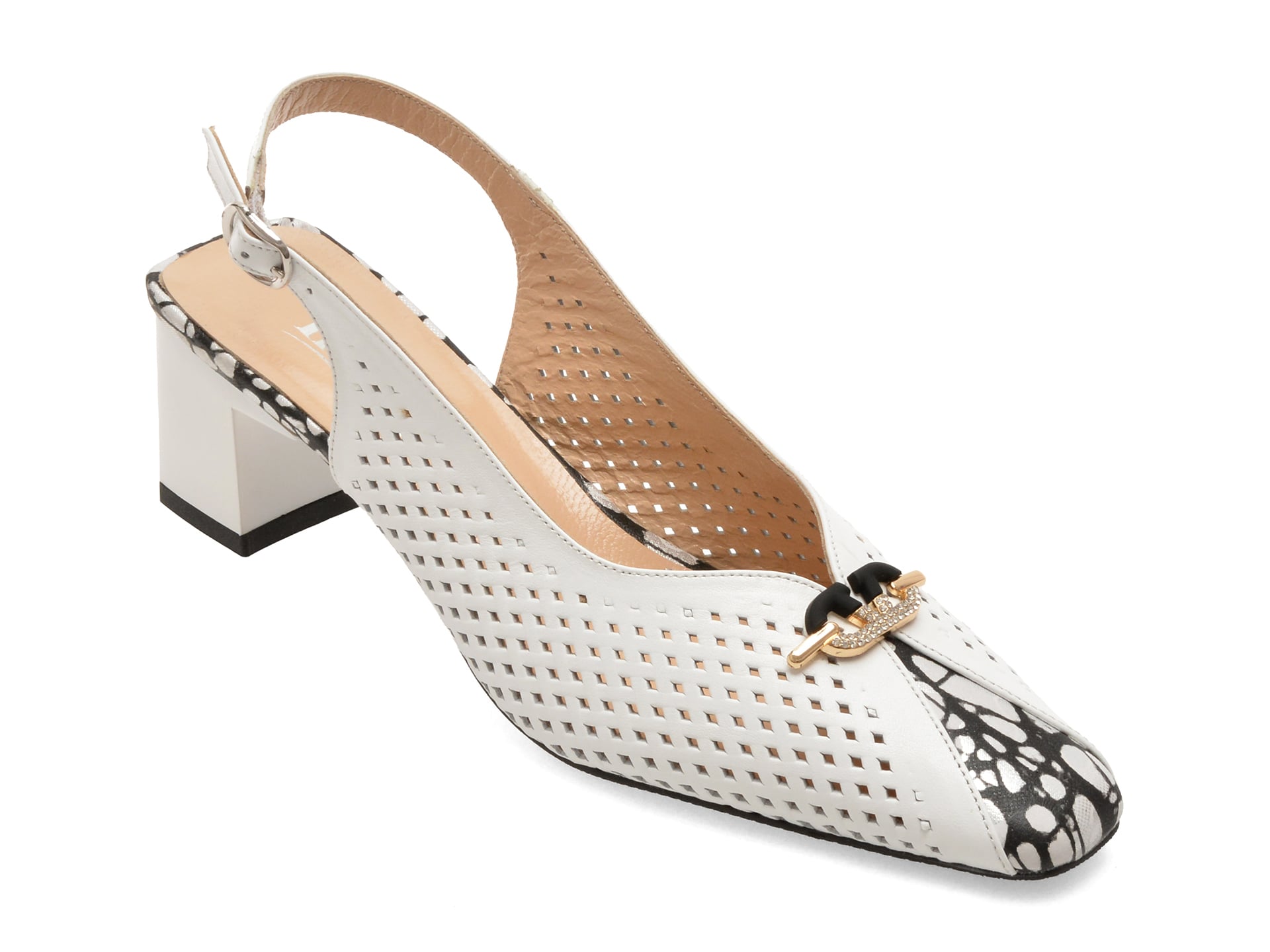 Pantofi IMAGE albi, 531251, din piele naturala