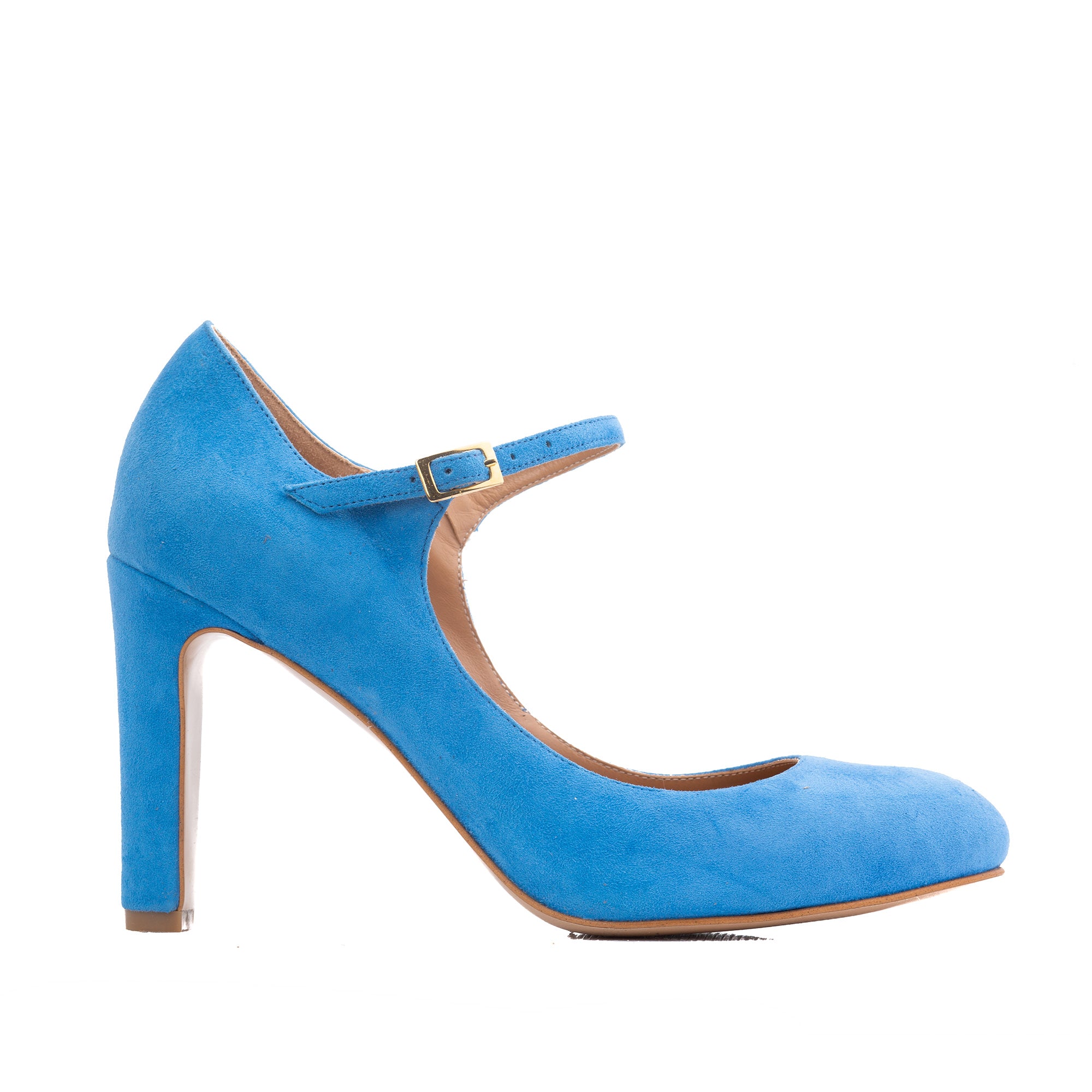 Pantofi Lydia Piele Intoarsa, Albastri - 36 / 9.5 cm - Drept Gros