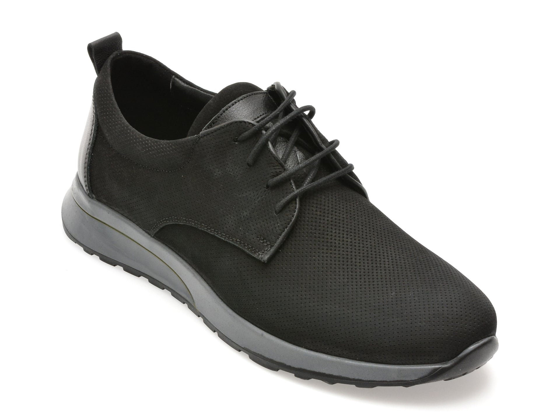 Pantofi OTTER negri, 1086, din nabuc