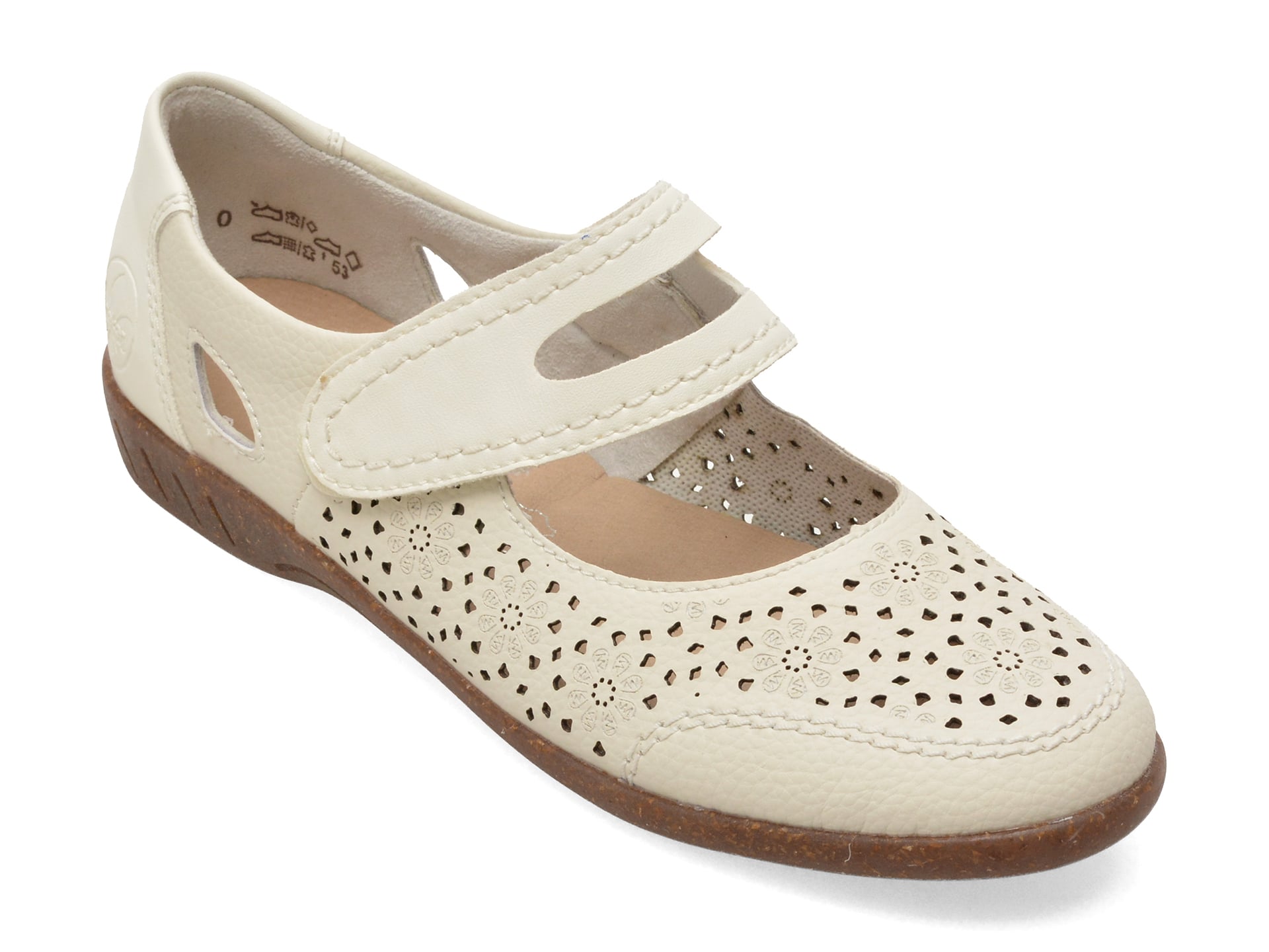 Pantofi RIEKER albi, 47675, din piele naturala