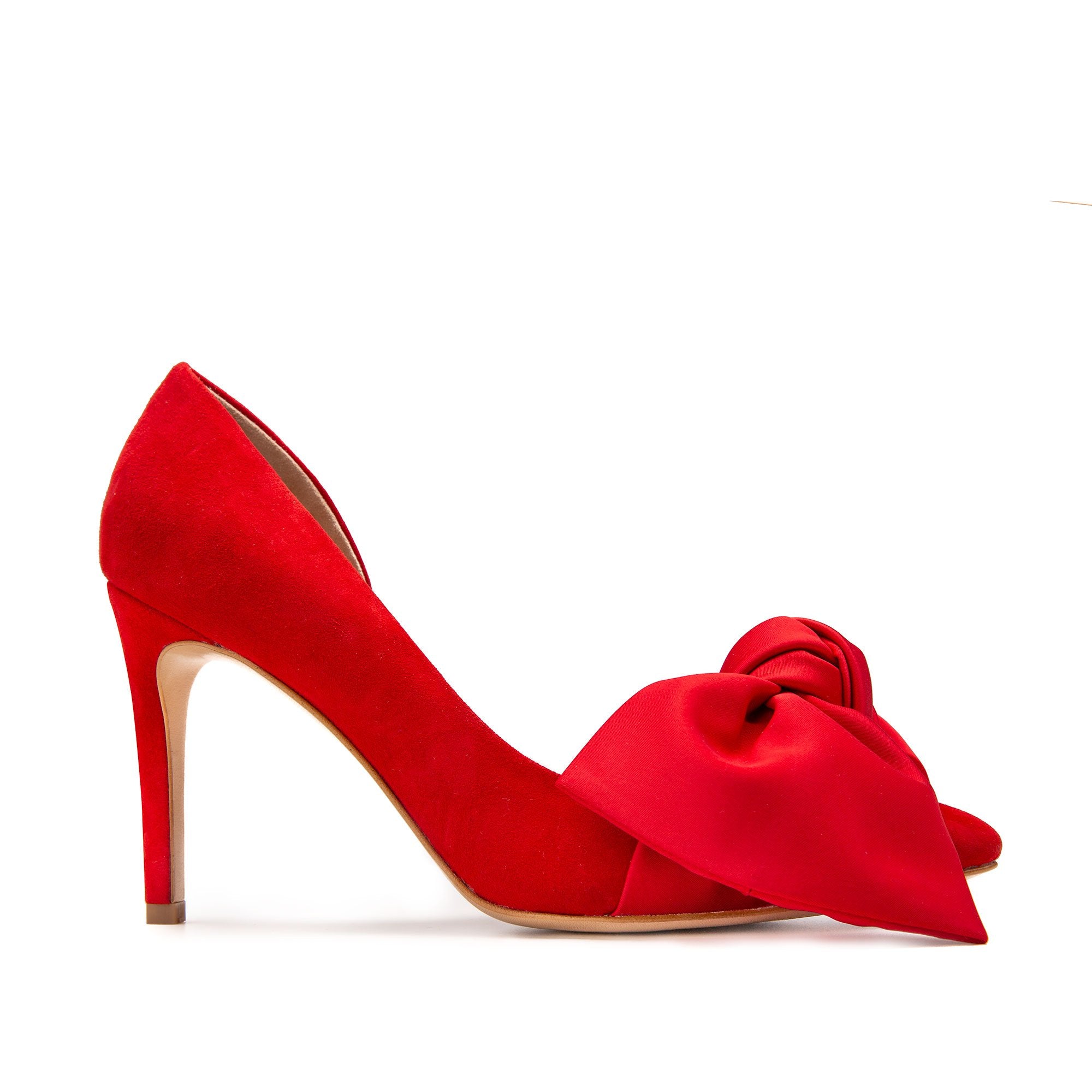 Pantofi Samantha cu Funda, Piele Intoarsa, Rosii - 38 / 11cm