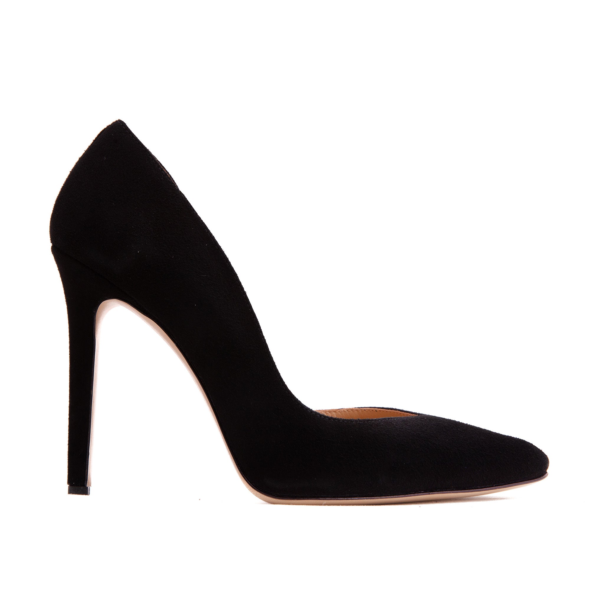 Pantofi Samantha in V, Piele Intoarsa, Negri - 40 / 9.5 cm