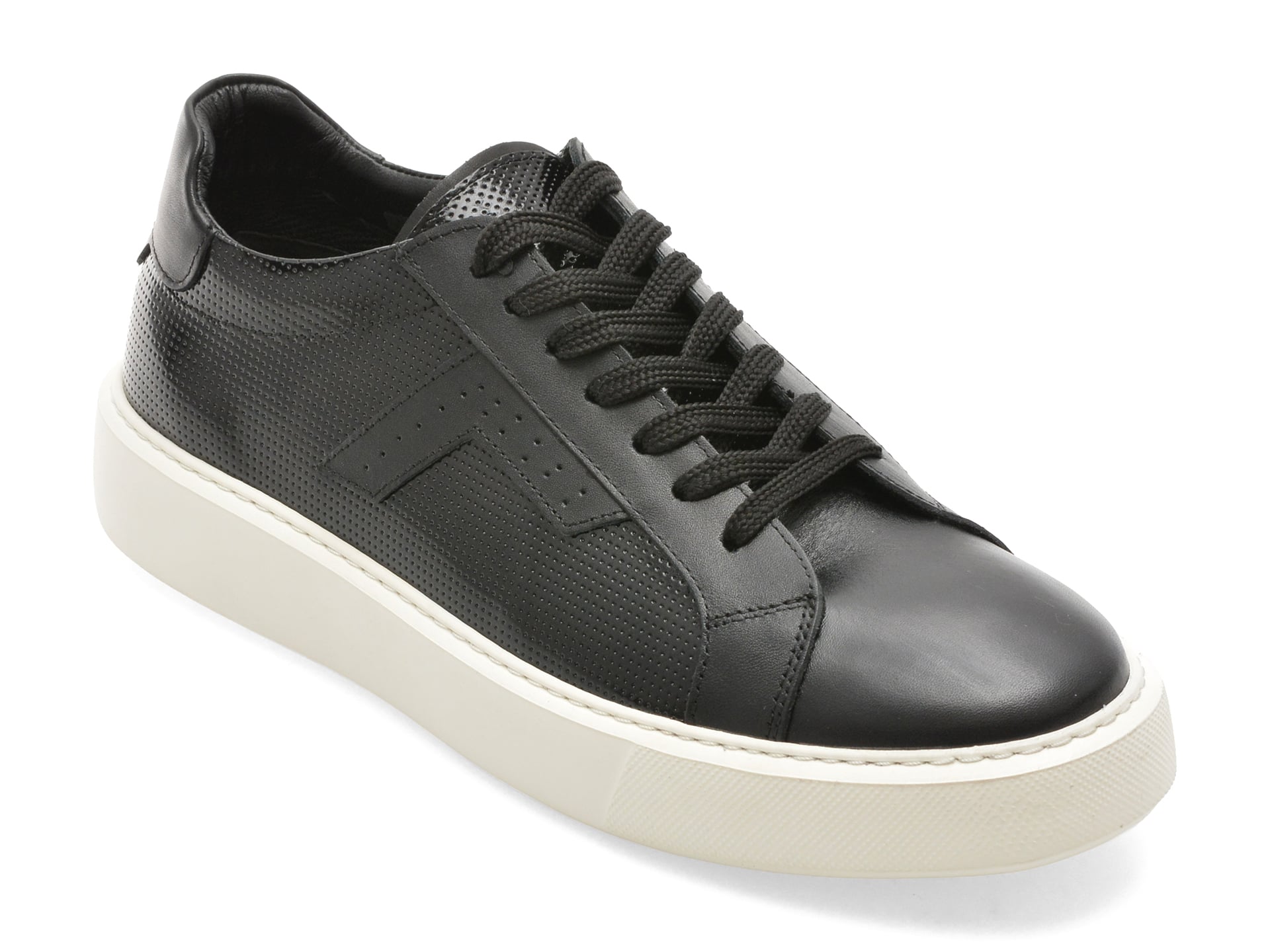 Pantofi sport BITE THE BULLET negri, WB008, din piele naturala lacuita