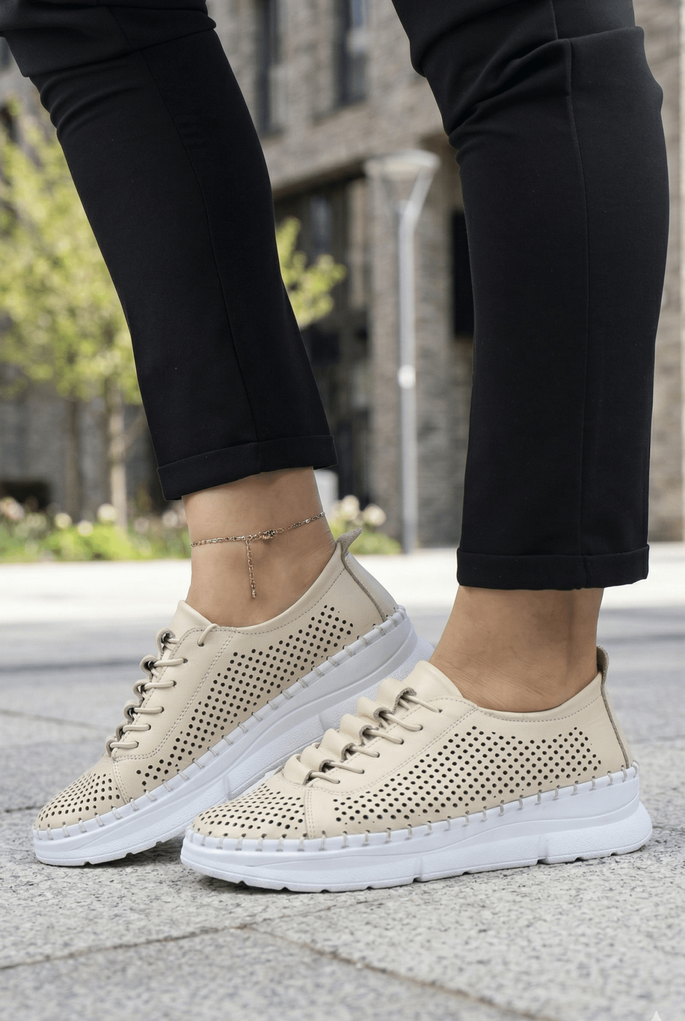 Pantofi Sport-Casual din Piele Bej - PADY BEIGE