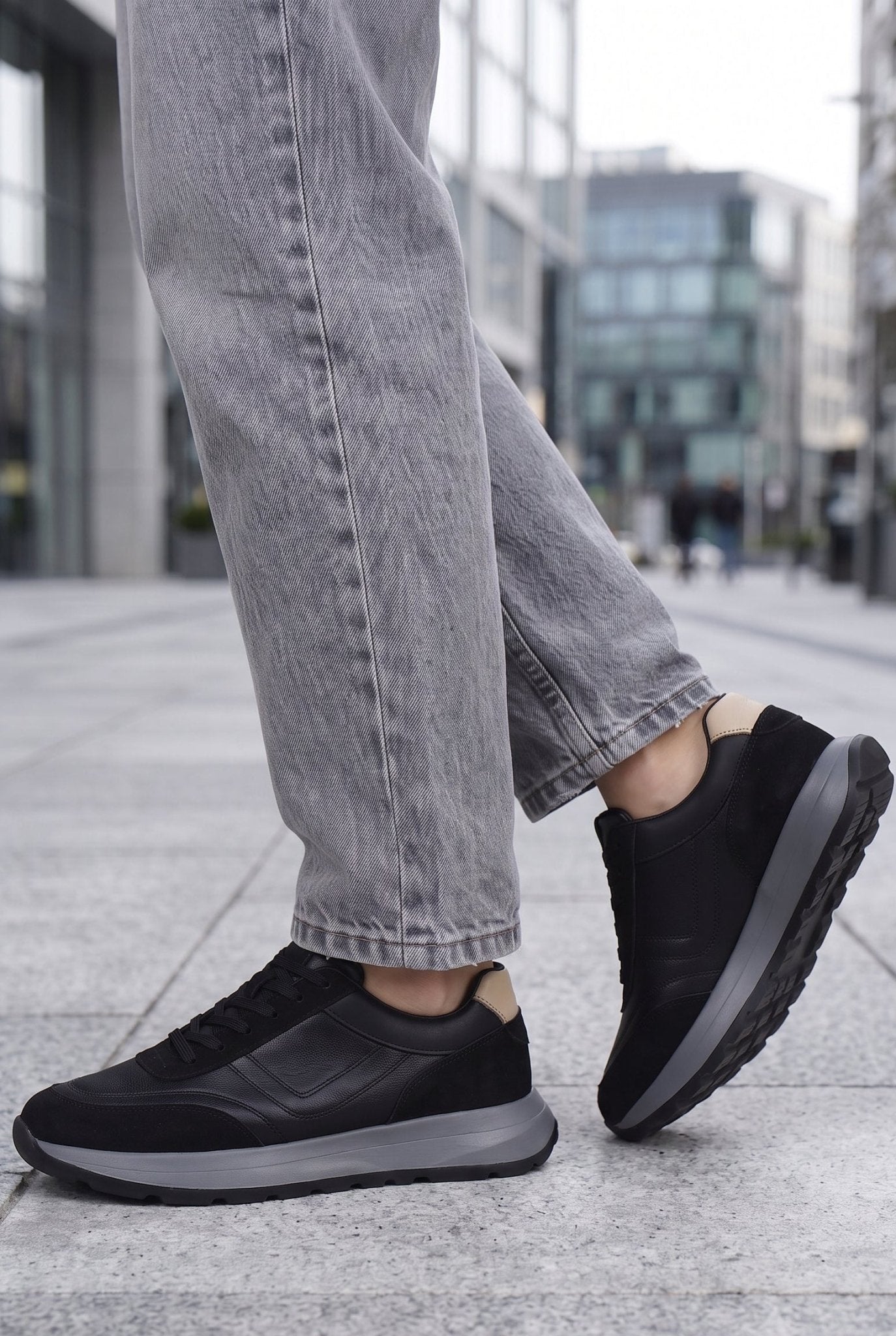 Pantofi SPORT-Casual din Piele Negri - MAG BLACK
