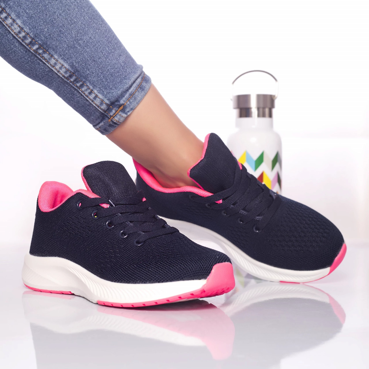 Pantofi sport cezara textil bluemarin-roz - poza 1