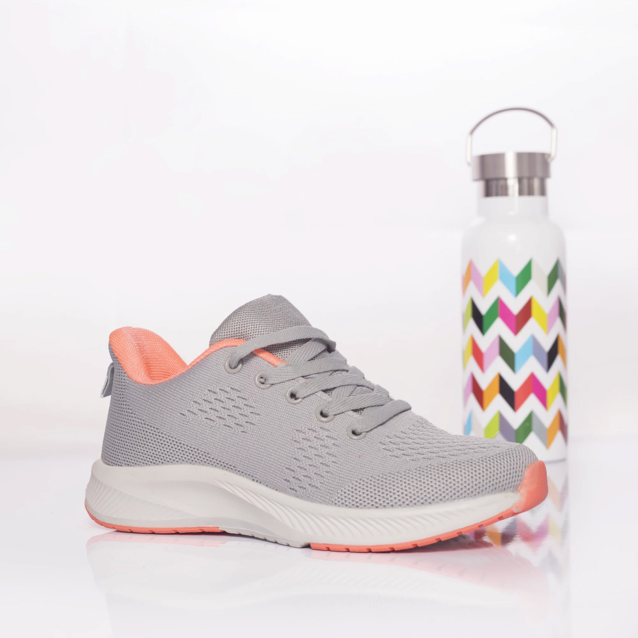 Pantofi sport cezara textil gri-deschis-pudra - poza 4