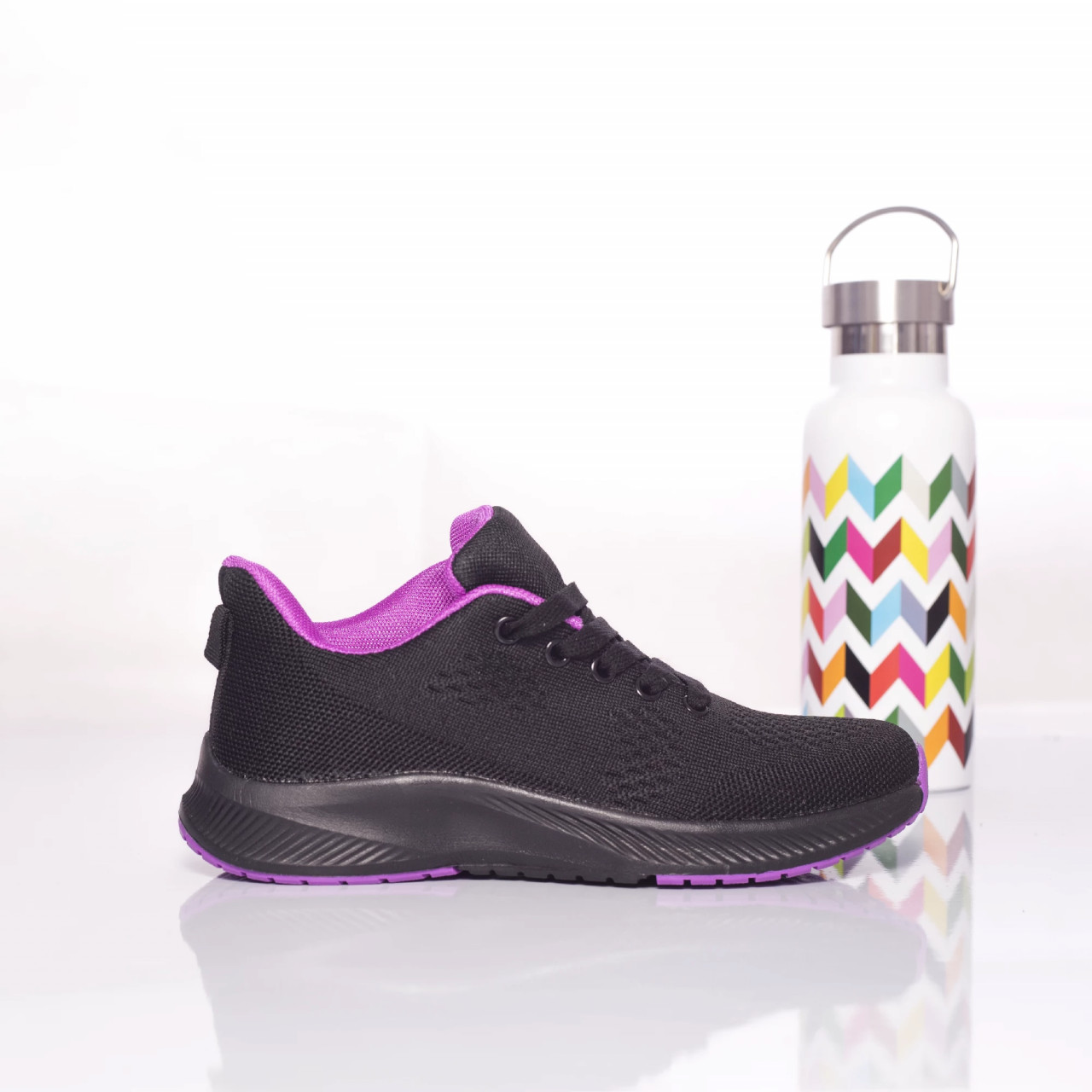 Pantofi sport cezara textil negru-violet - poza 4