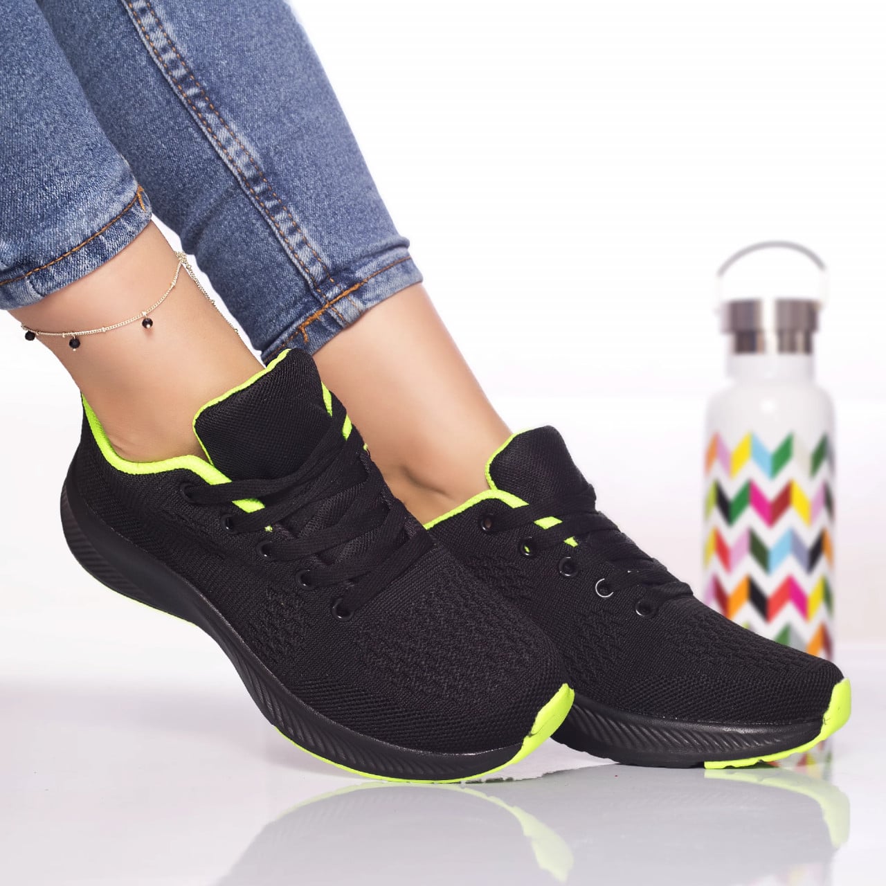 Pantofi sport cezara textil verde - poza 1