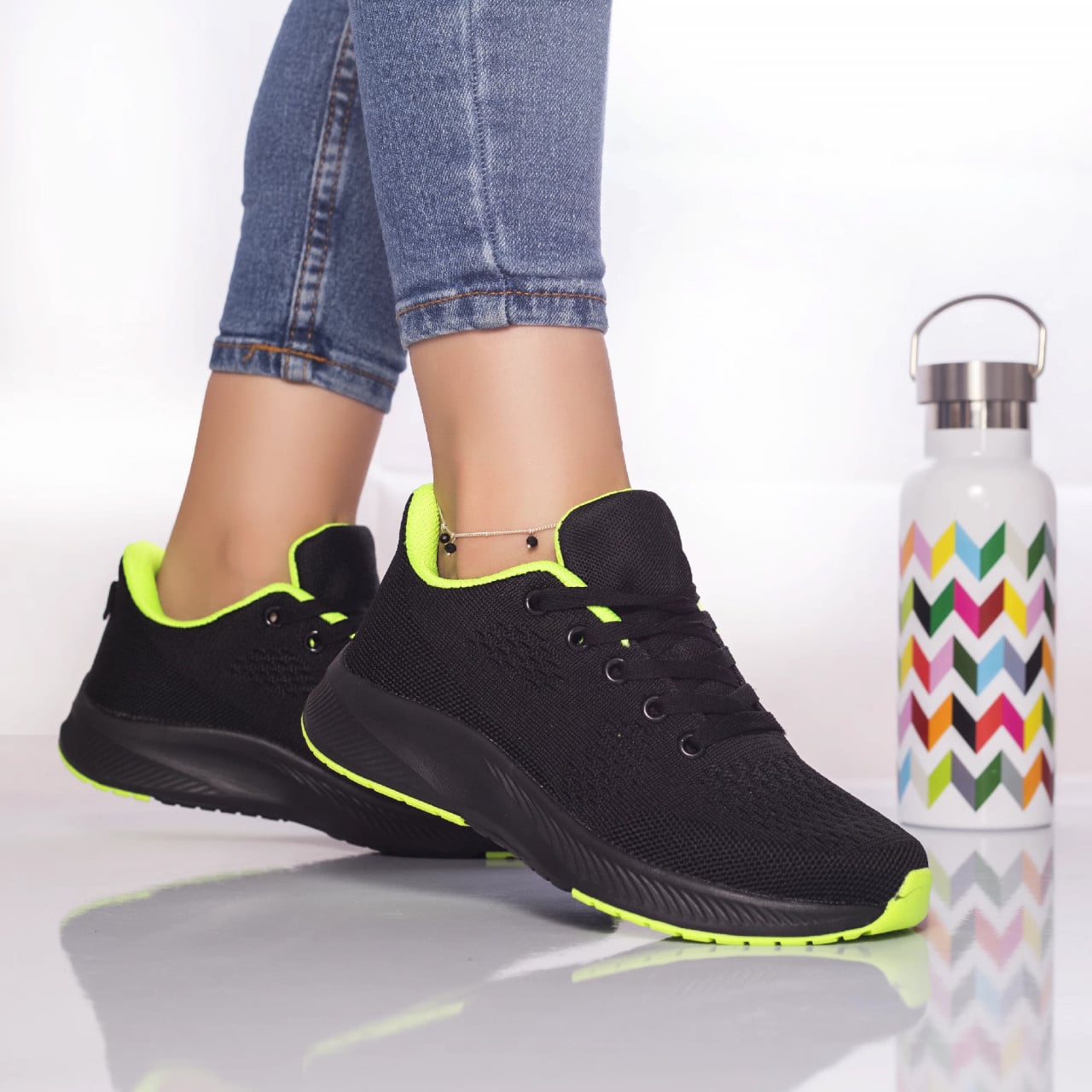 Pantofi sport cezara textil verde - poza 2