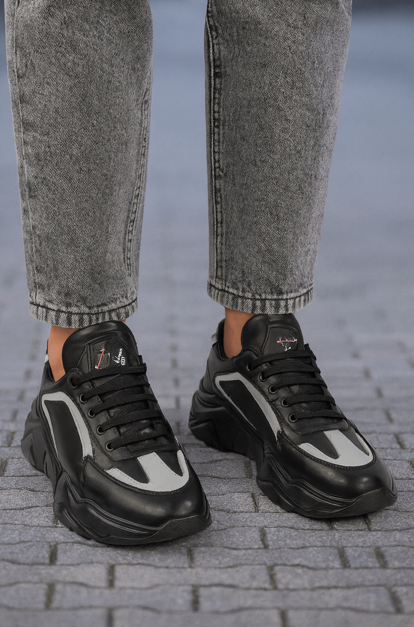 Pantofi Sport de Barbati din Piele Negru cu Gri - MIKE