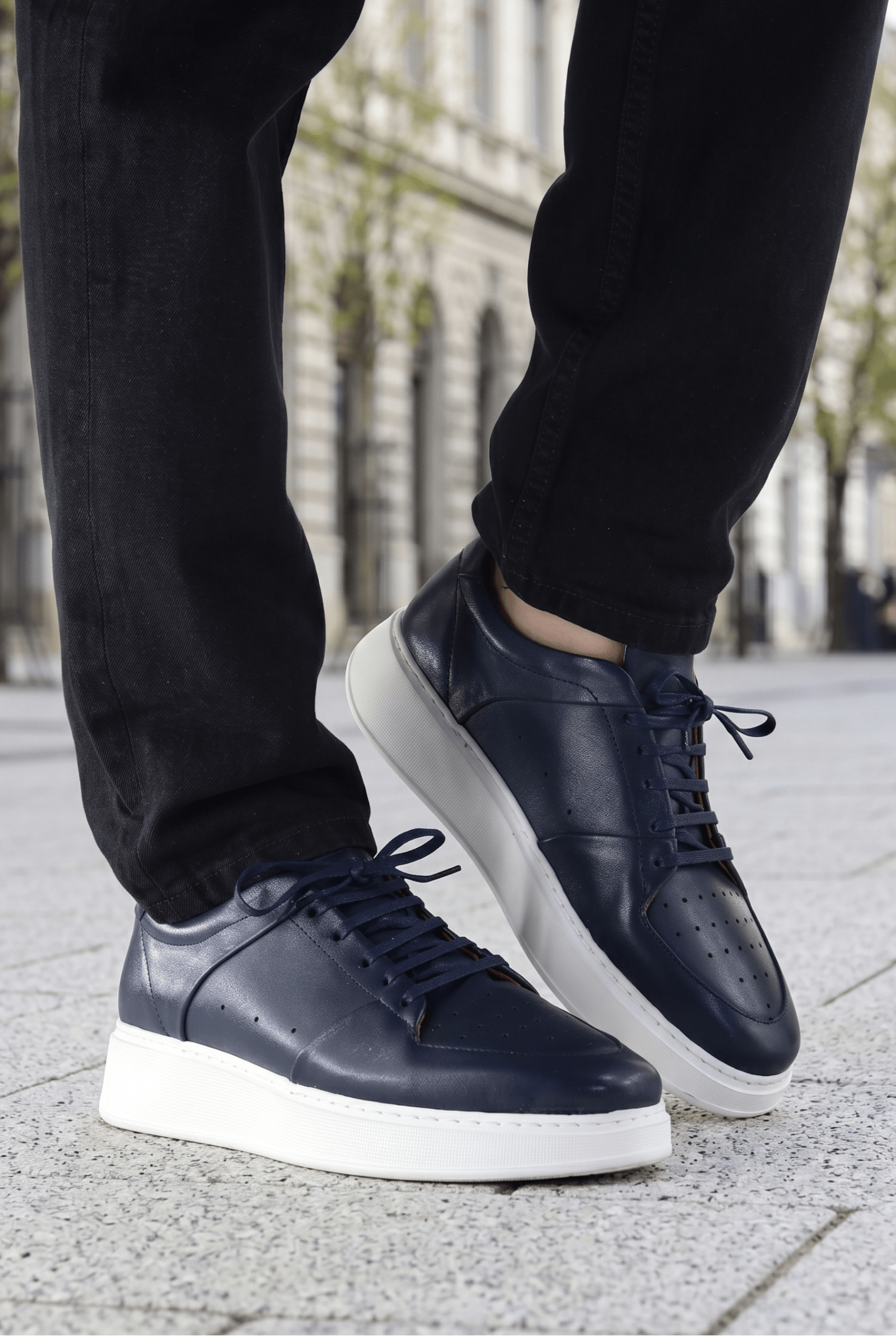 Pantofi Sport din Piele Naturala Perforati Albastri - IGI BLU