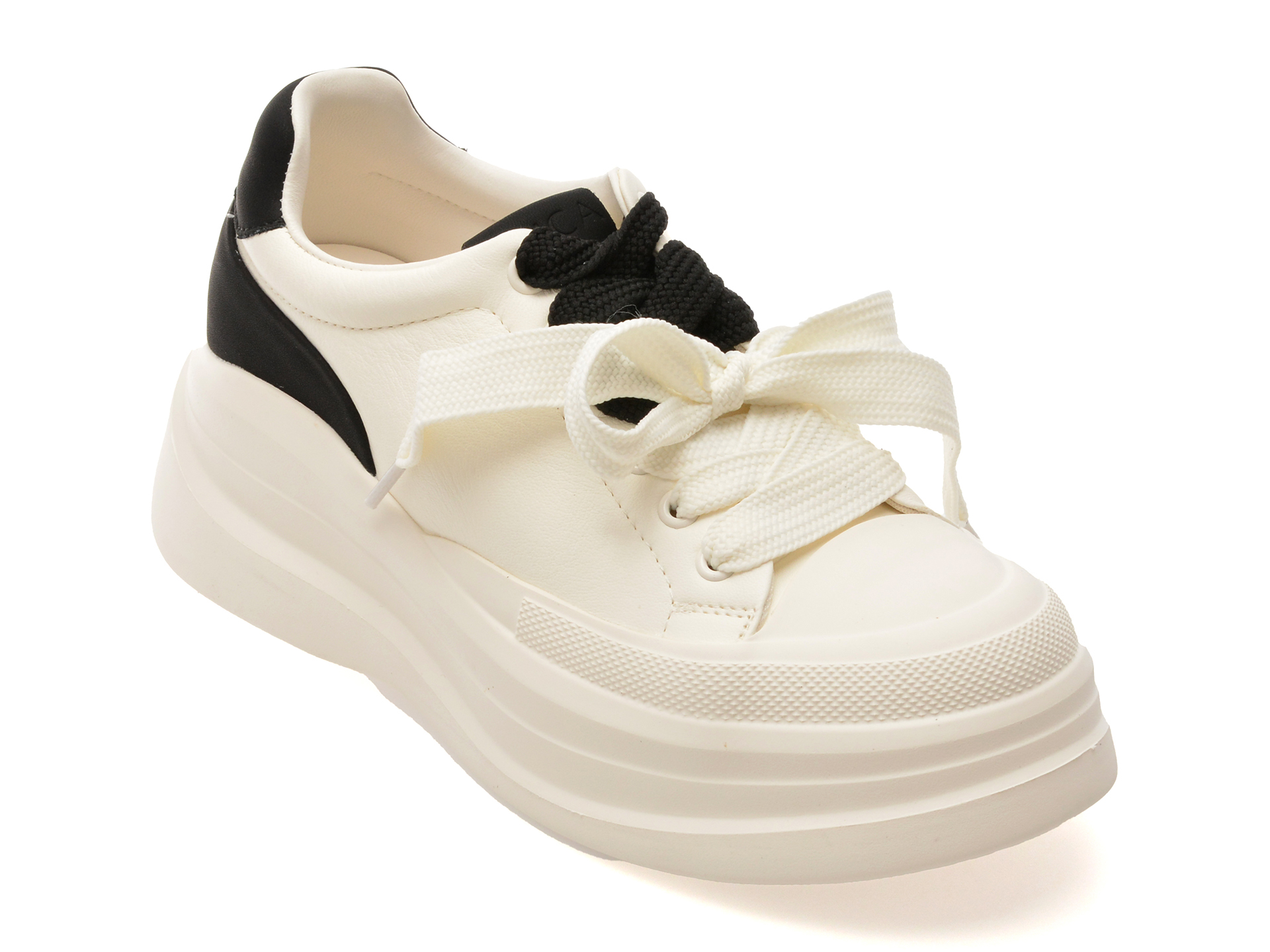 Pantofi sport EPICA alb-negru, C1925, din piele naturala