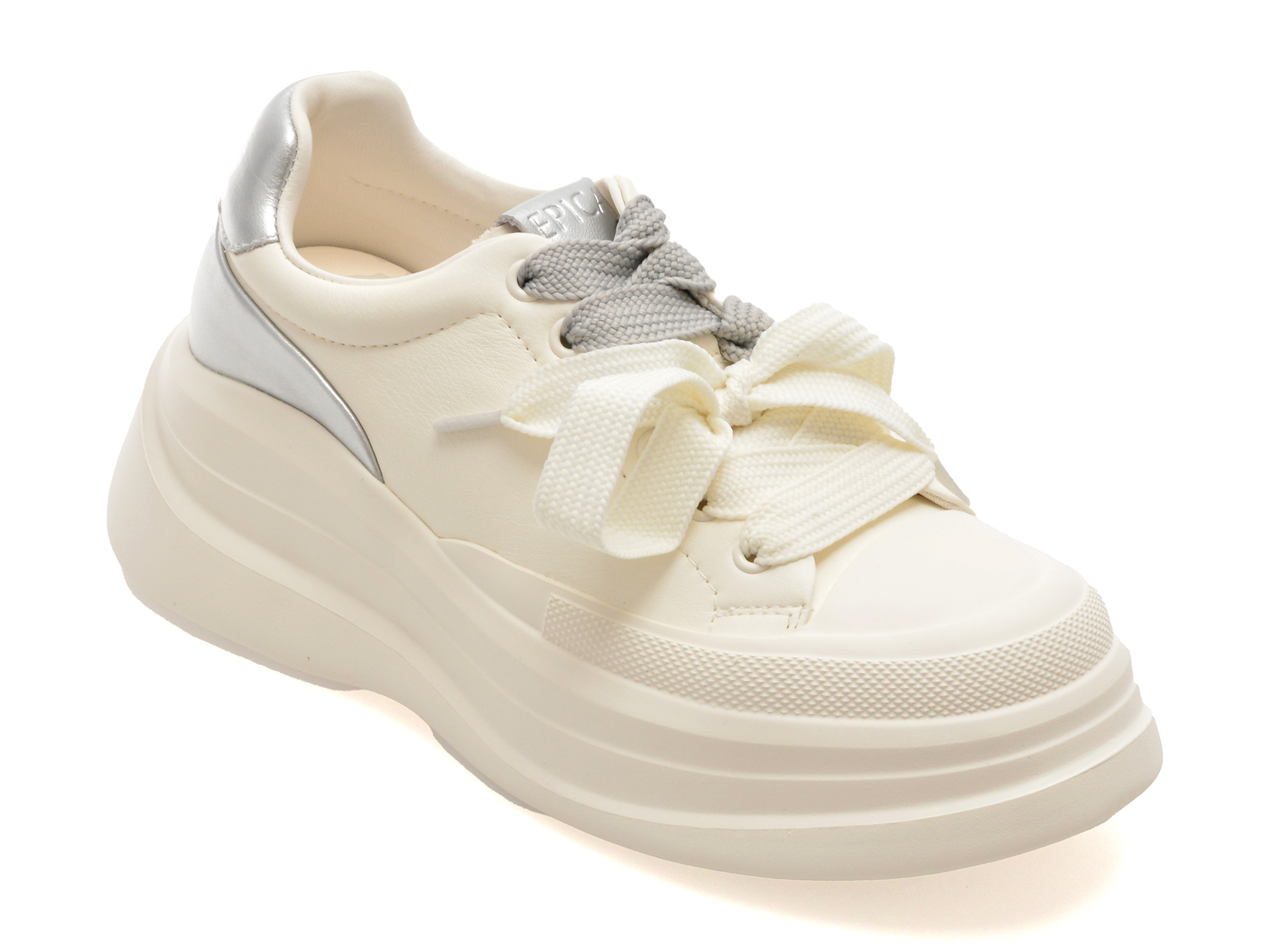 Pantofi sport EPICA albi, C1925, din piele naturala