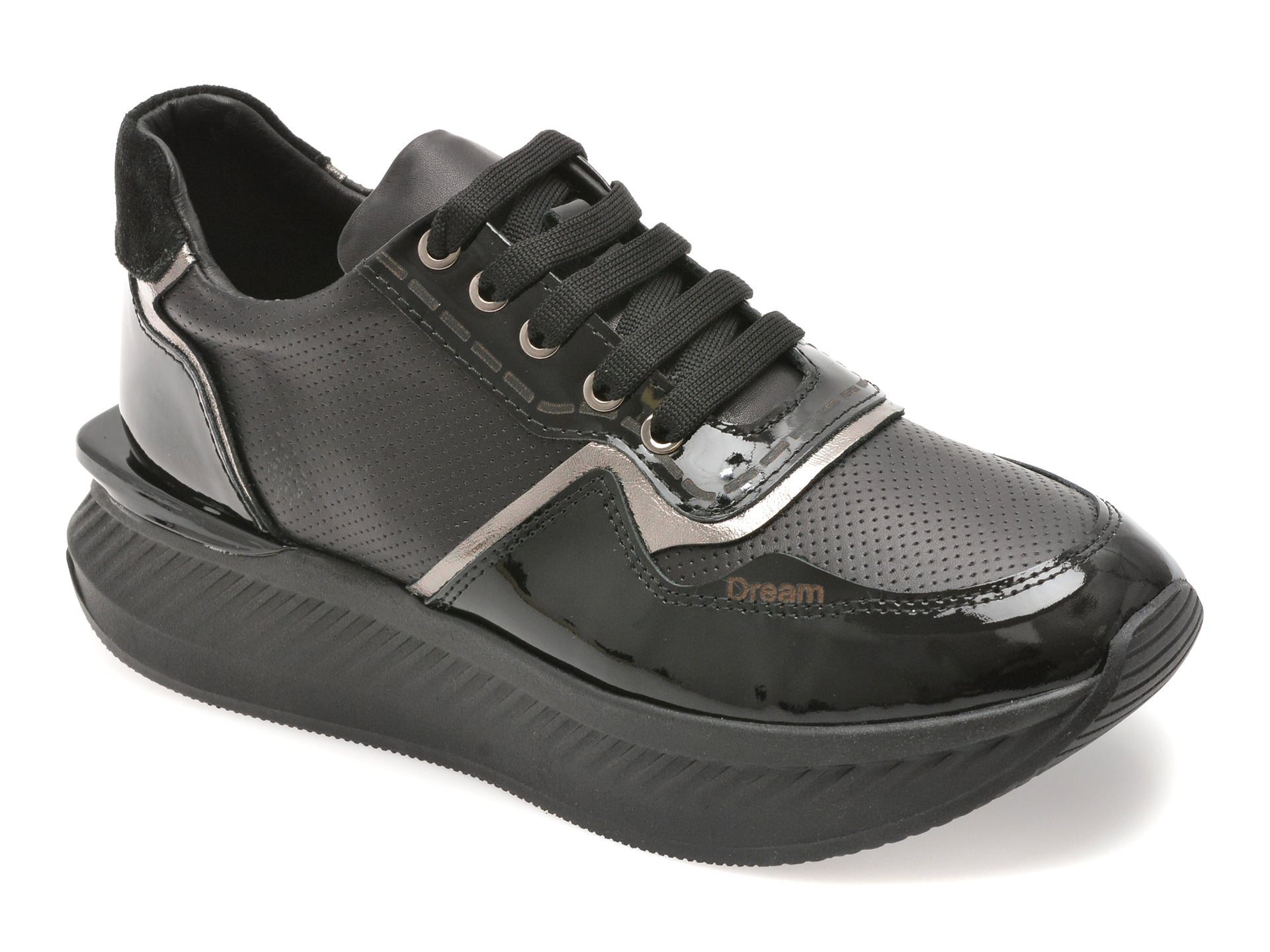 Pantofi sport ERISMA negri, 208926, din piele naturala
