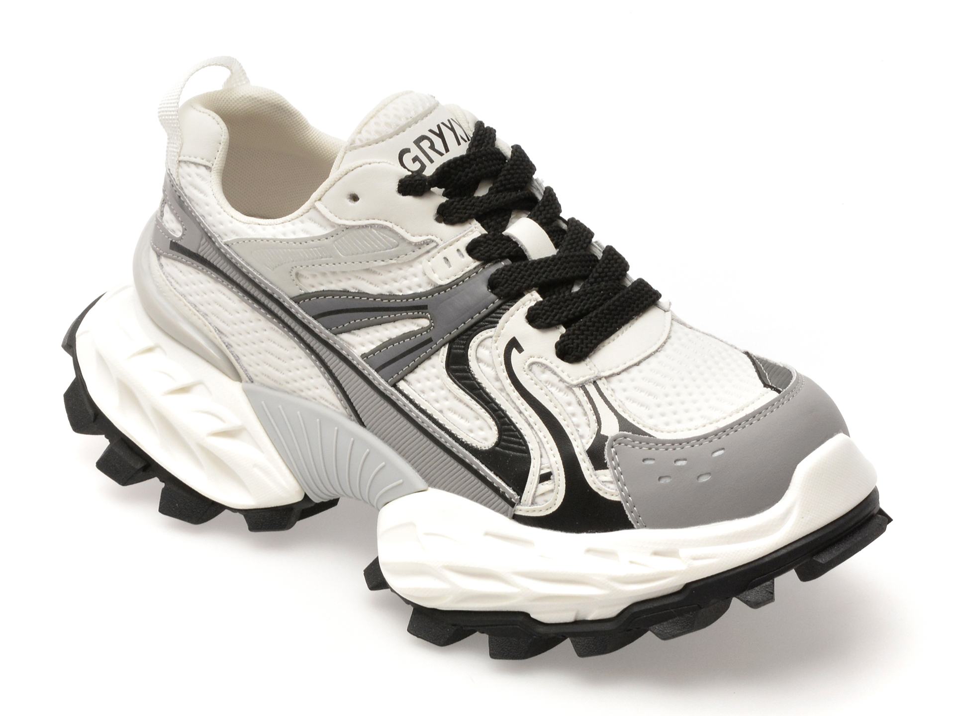 Pantofi sport GRYXX alb-negru, 8859, din piele ecologica