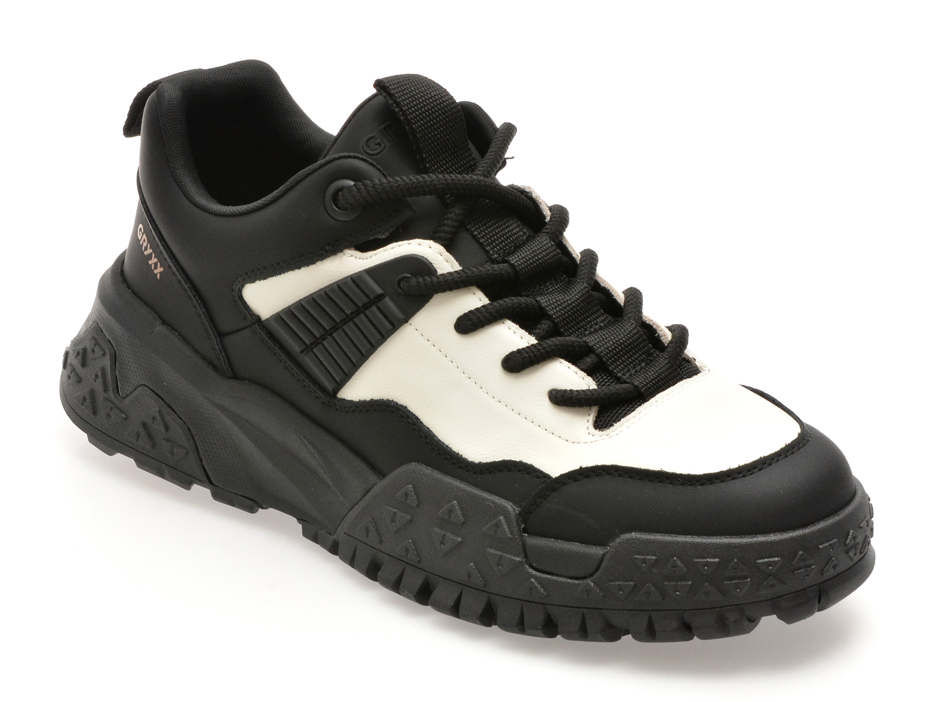 Pantofi sport GRYXX alb-negru, LN7, din piele naturala