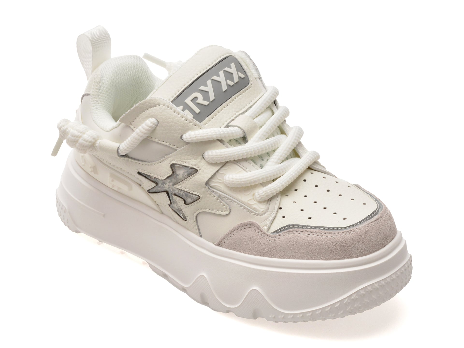 Pantofi sport GRYXX albi, 82633, din piele ecologica