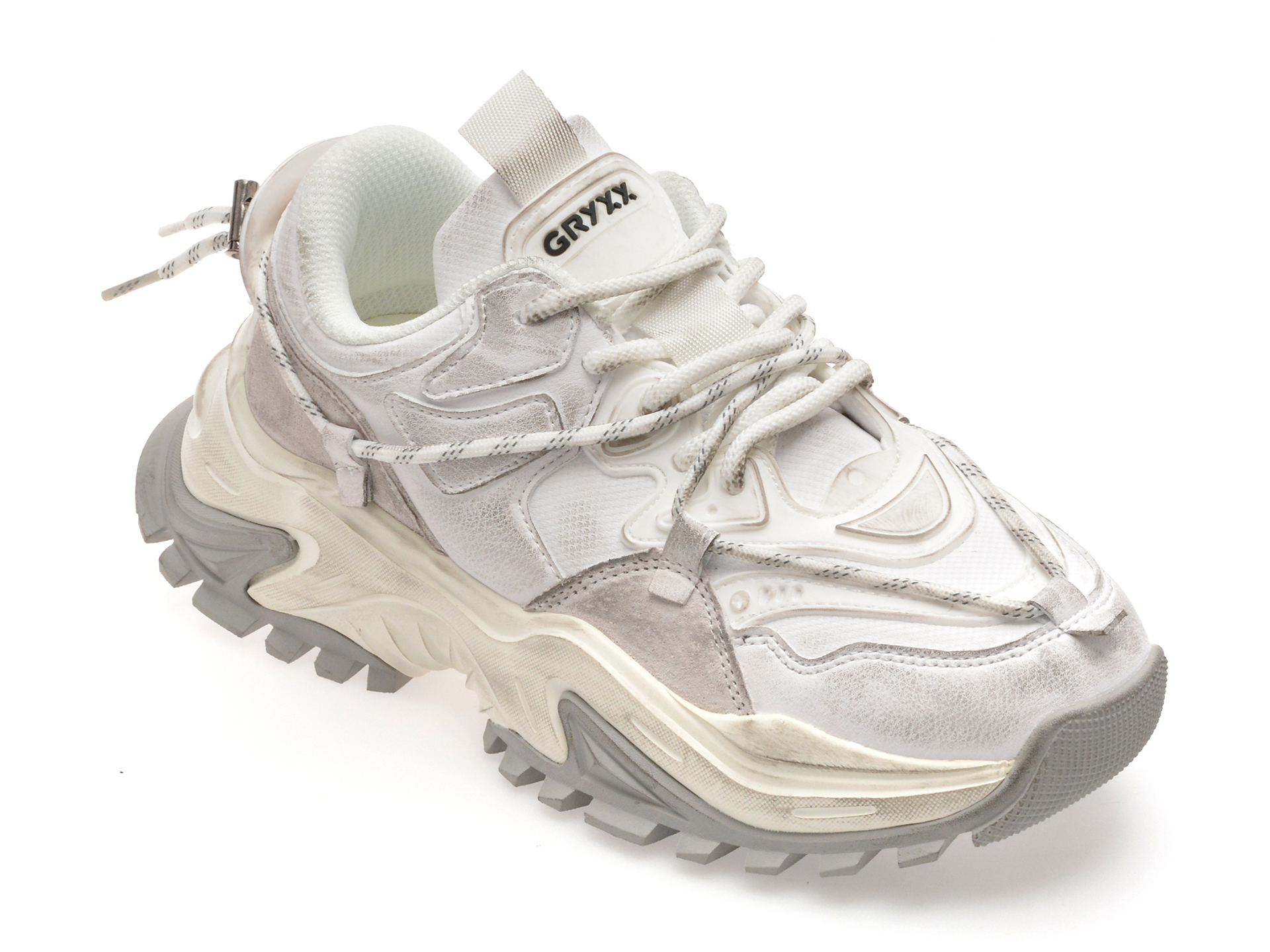 Pantofi sport GRYXX albi, 82679, din piele naturala