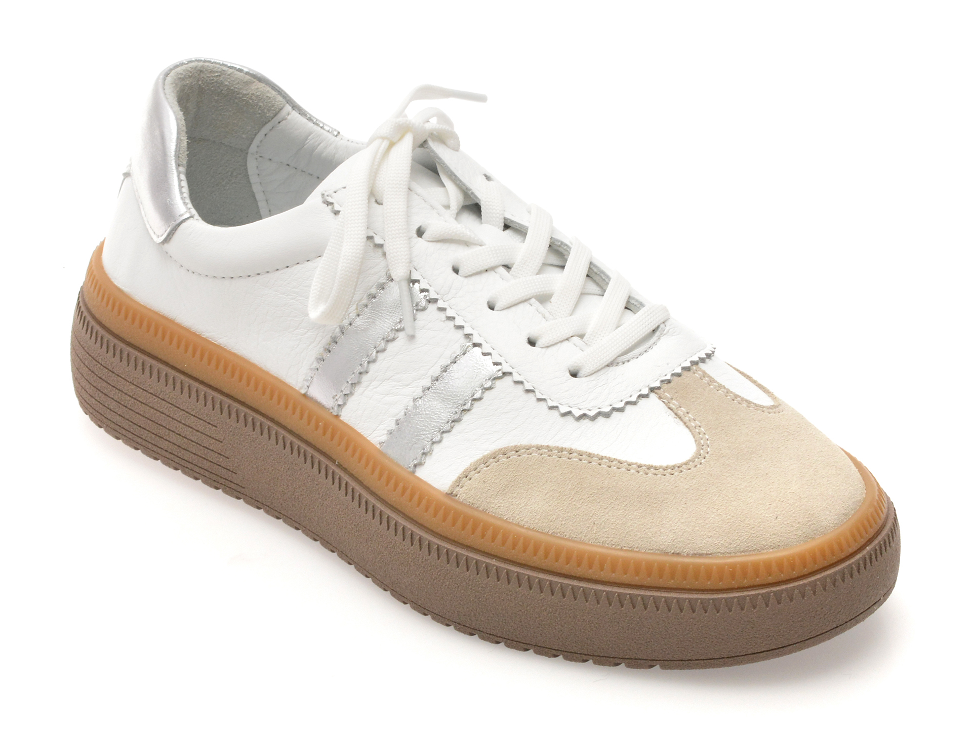 Pantofi sport GRYXX albi, BL5754, din piele naturala