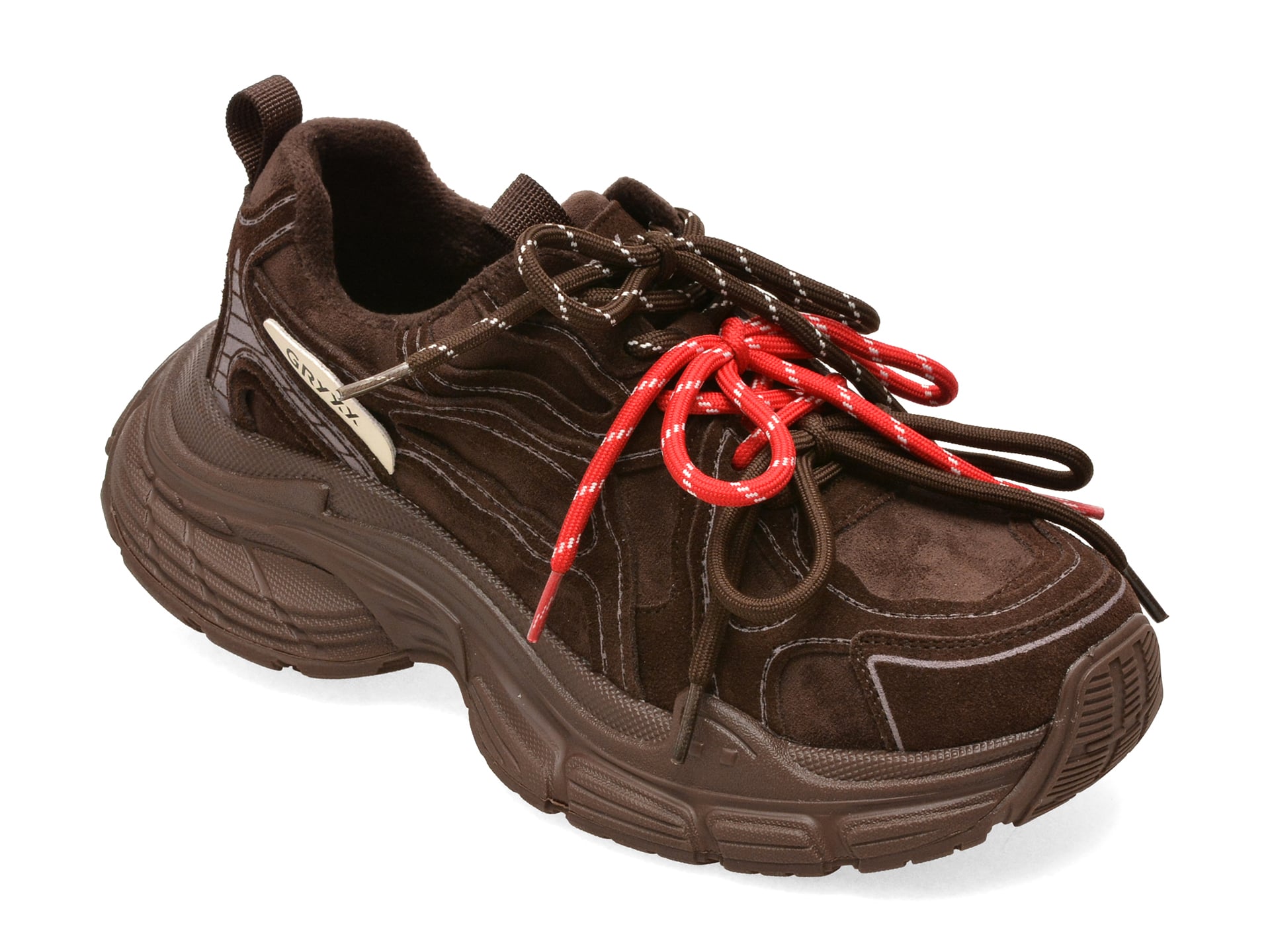 Pantofi sport GRYXX maro, 8916, din material textil si piele naturala