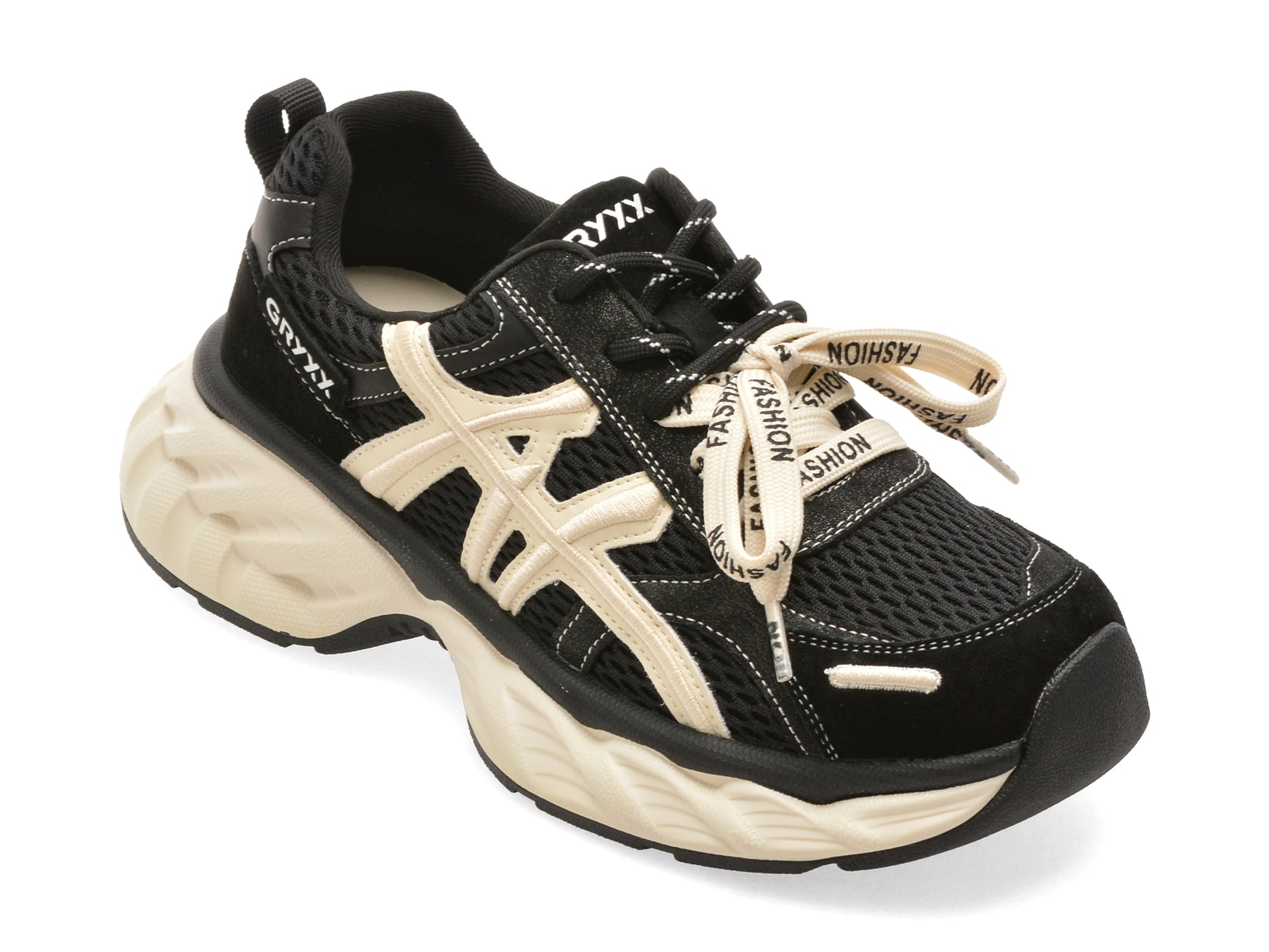 Pantofi sport GRYXX negri, T6533, din material textil si piele naturala
