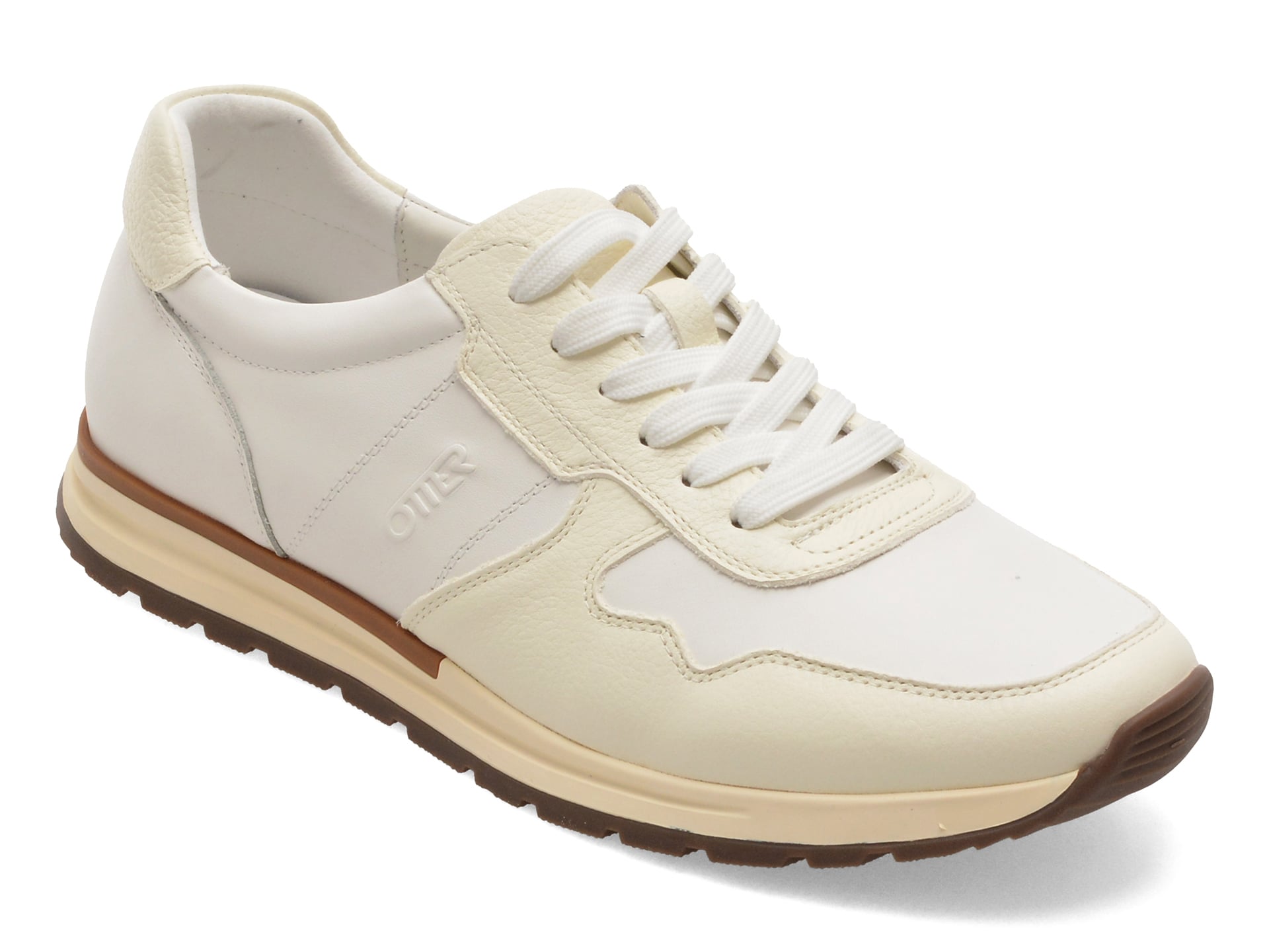 Pantofi sport OTTER albi, 63512, din piele naturala