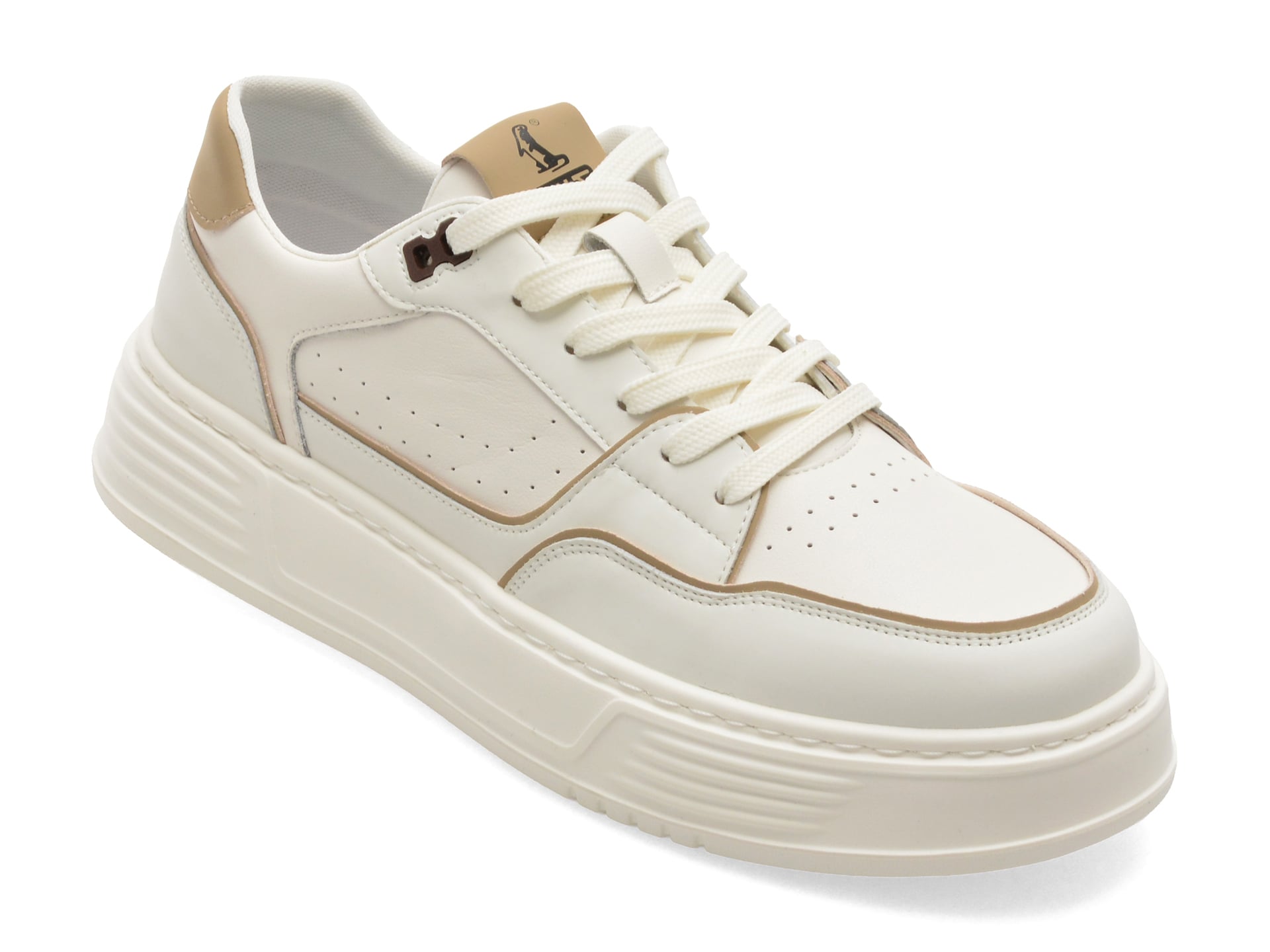 Pantofi sport OTTER albi, SN60005, din piele naturala