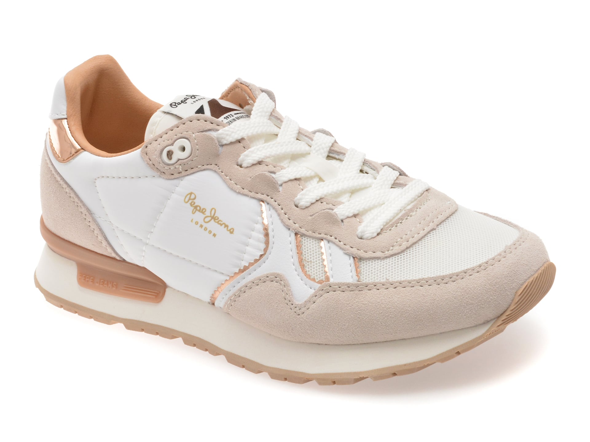 Pantofi sport PEPE JEANS albi, LS40004, din material textil