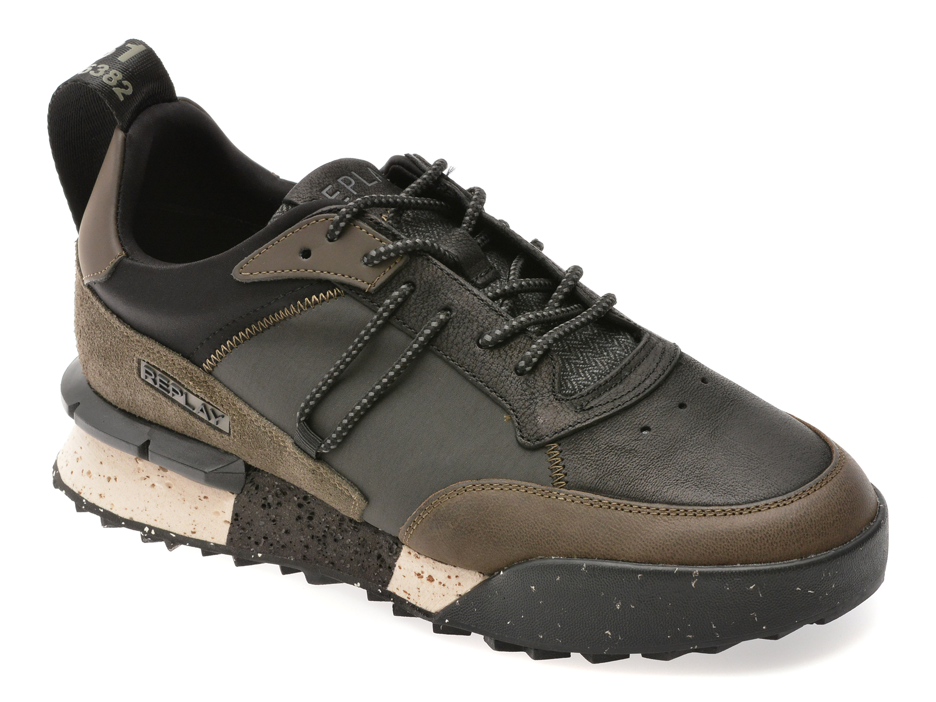 Pantofi sport REPLAY negri, MS1P64L, din material textil si piele naturala