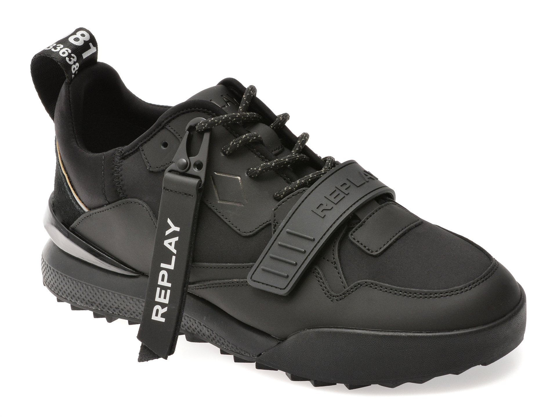 Pantofi sport REPLAY negri, MS8L19L, din material textil si piele naturala